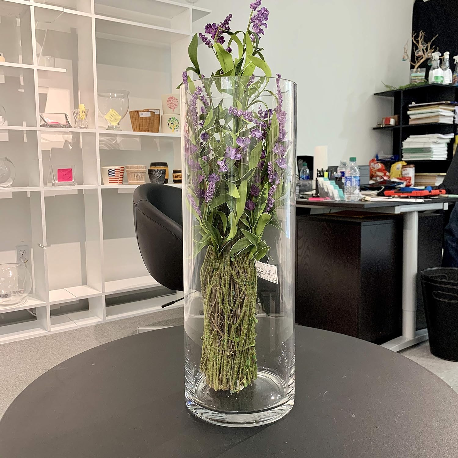 WGV – Jarrón cilíndrico de 6 pulgadas de ancho, 16 pulgadas de alto, recipiente de vidrio transparente, portavelas de terrario para centro de mesa