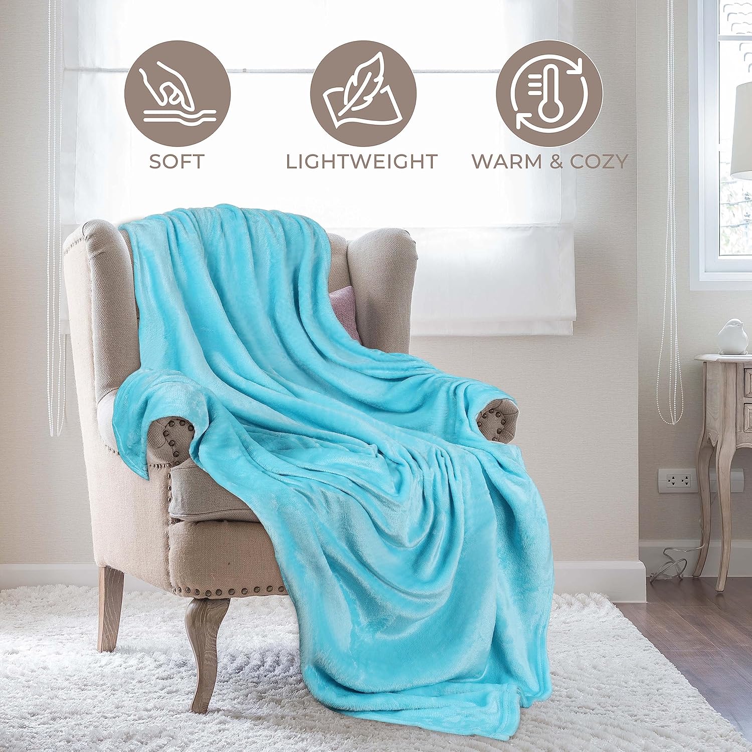 SUPERIOR Manta de forro polar, afelpada, esponjosa, suave, mantas decorativas para dormitorio, sofá, ropa de cama mullida, bonita decoración de