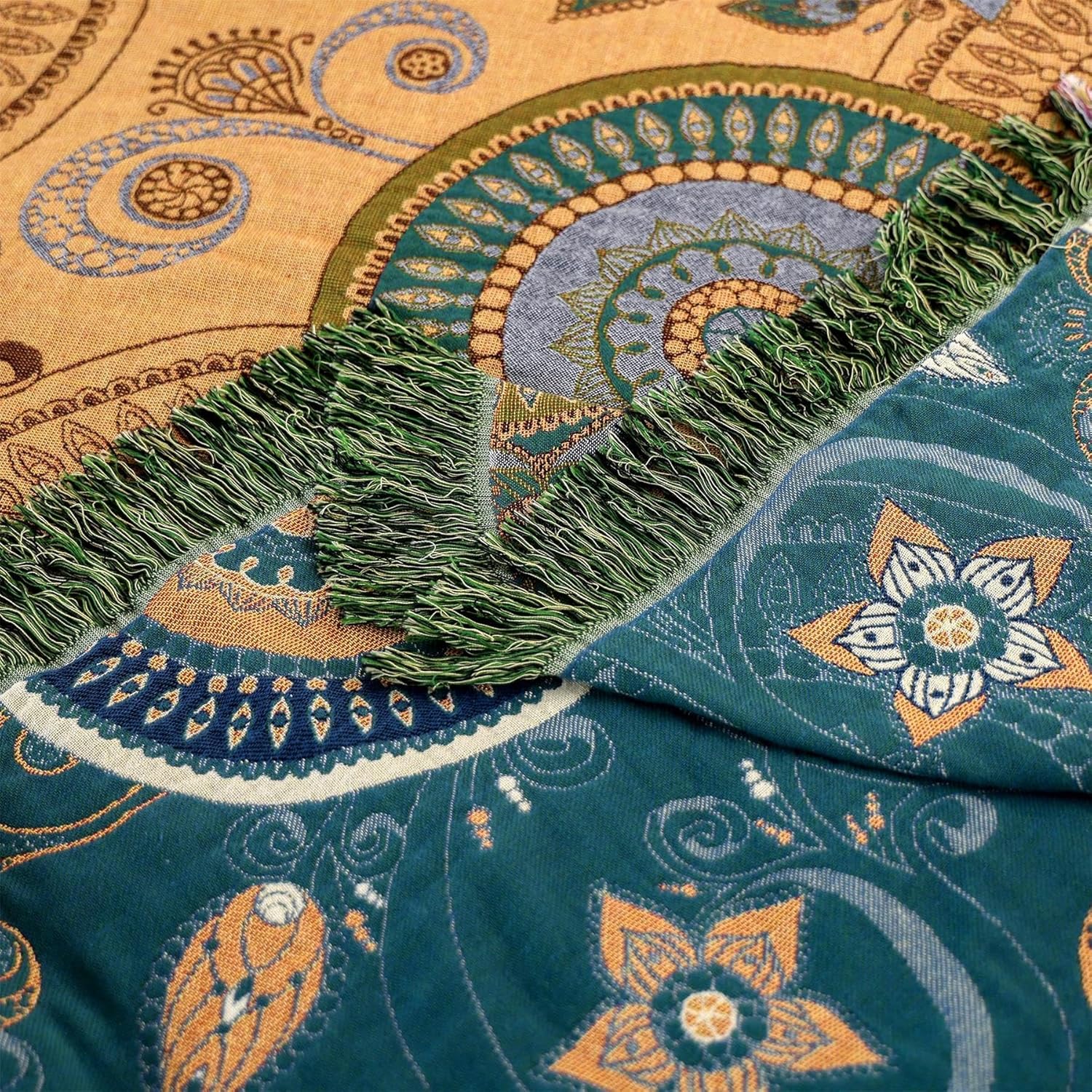 Manta bohemia para cama, 100 % algodón, edredón rústico ultra suave, decoración de granja, manta rústica para todas las estaciones para sofá, silla