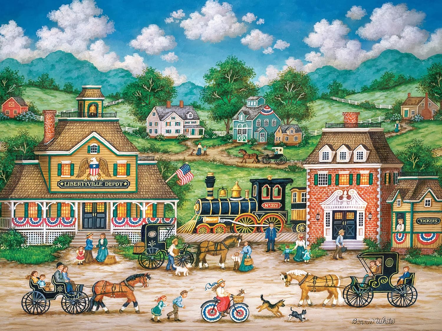 Masterpieces Libertyville Depot – Rompecabezas de 550 piezas para adultos, familia o niños, 18 x 24 pulgadas
