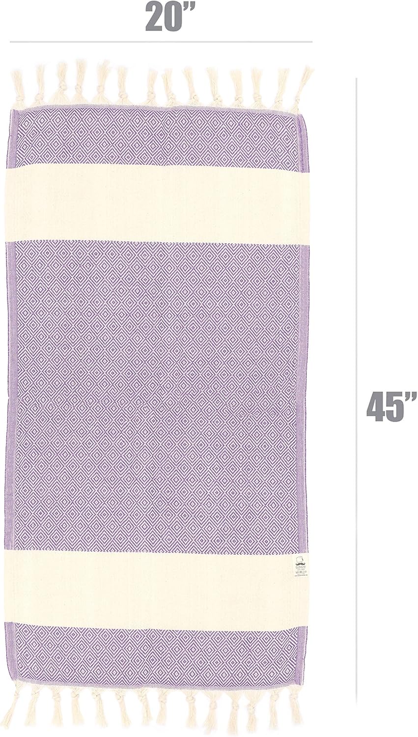 Bazaar Anatolia Juego de 4 toallas de mano turcas de 39 x 19 pulgadas, 100 % algodón, con lazo para colgar, decoración bohemia de granja, color