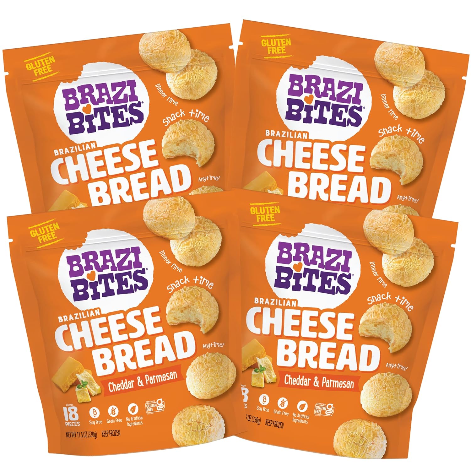 Brazi Bites Pan de queso brasileño sin gluten queso cheddar y parmesano  Snacks de pan congelados vegetarianos  Sin soja  Sin ingredientes