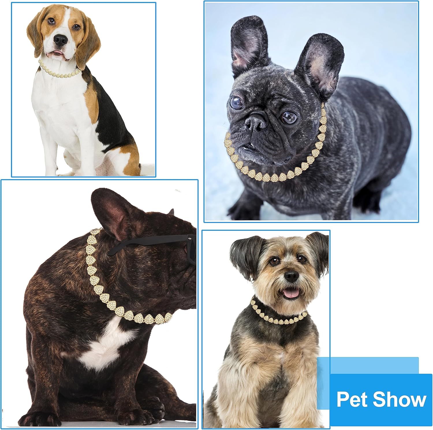 Cadena de entrenamiento para perros con diamantes cubanos de metal con purpurina y hebilla segura en forma de corazón para perros grandes y medianos