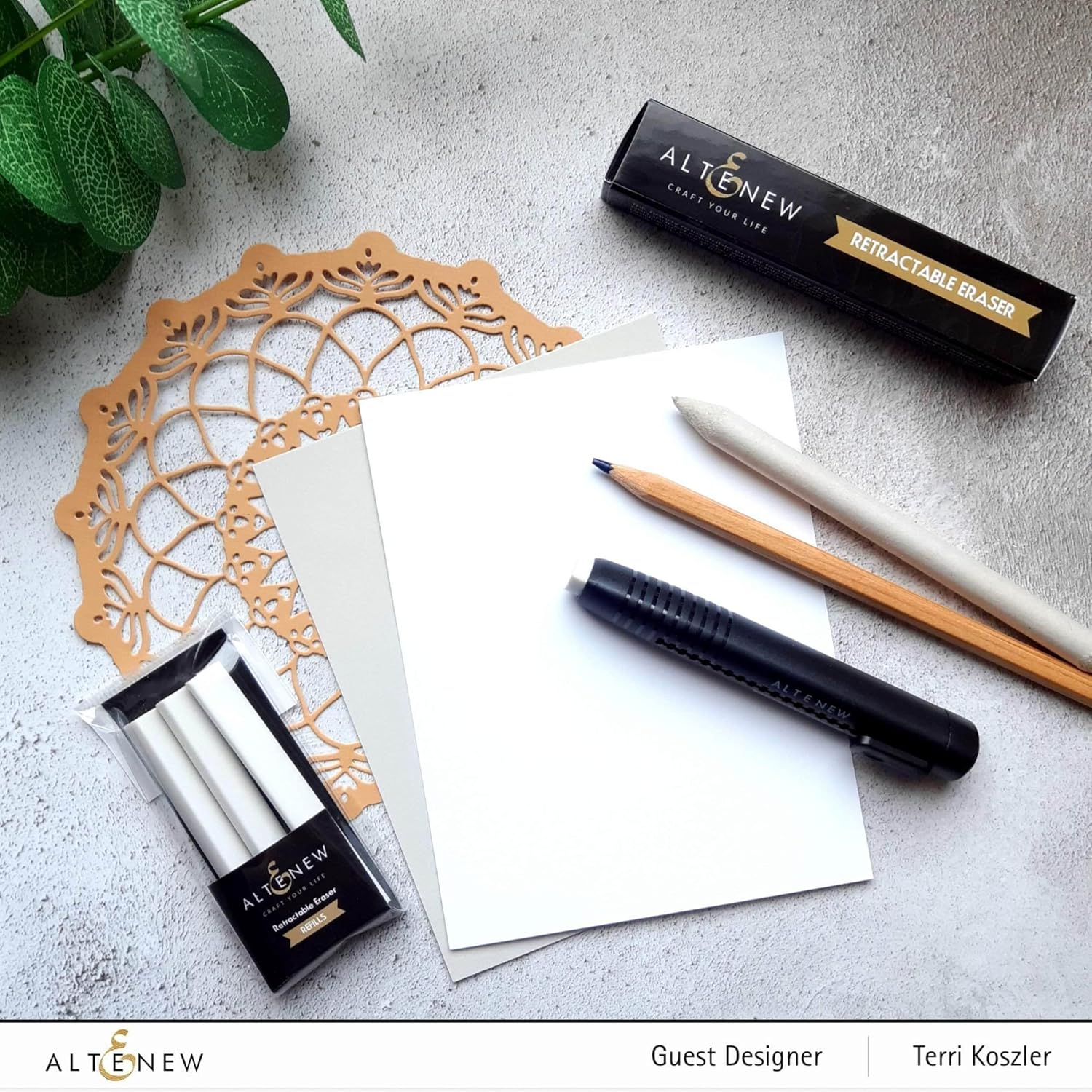 Altenew Borrador retráctil, borrador en seco para marcas de lápiz, herramientas de artesanía, artesano de papel, acondicionador de tinta de sellos,