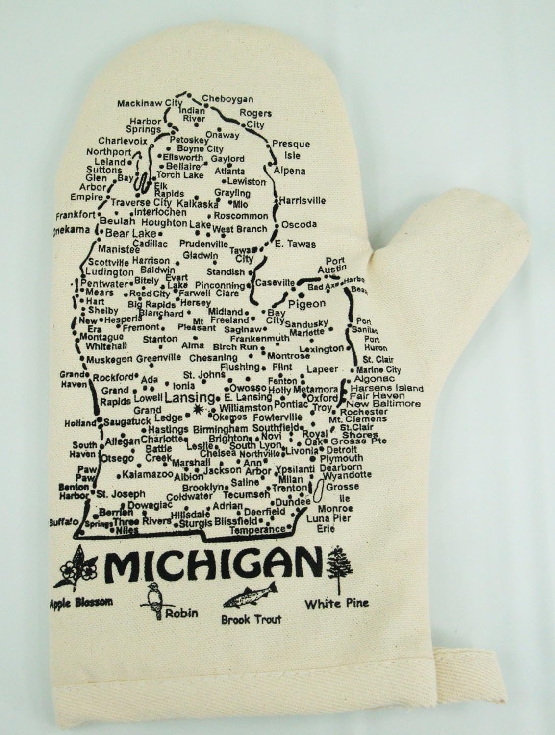 Mapa de la península superior e inferior de Michigan, color blanco (avena), cantidad 1