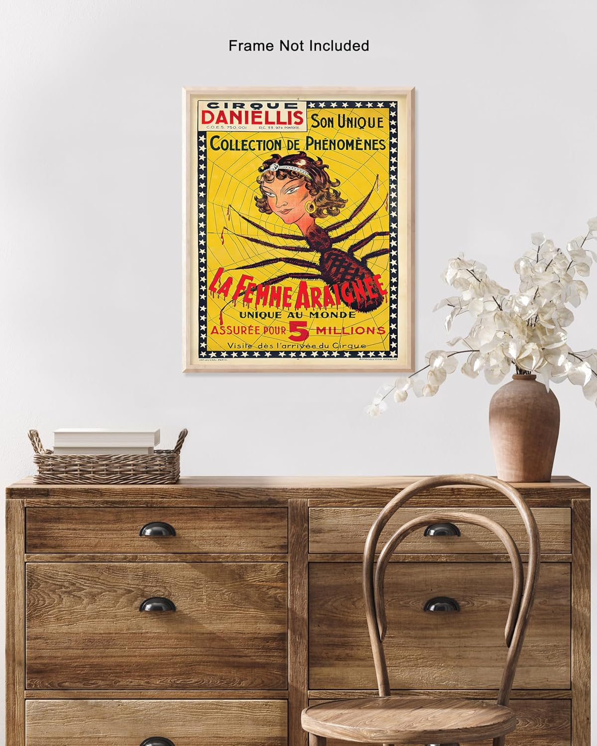 Poster Master Póster vintage de mujer araña, impresión retro de La Femme Araignee – Arte de publicidad de circo – Regalo para él, ella, hombres,