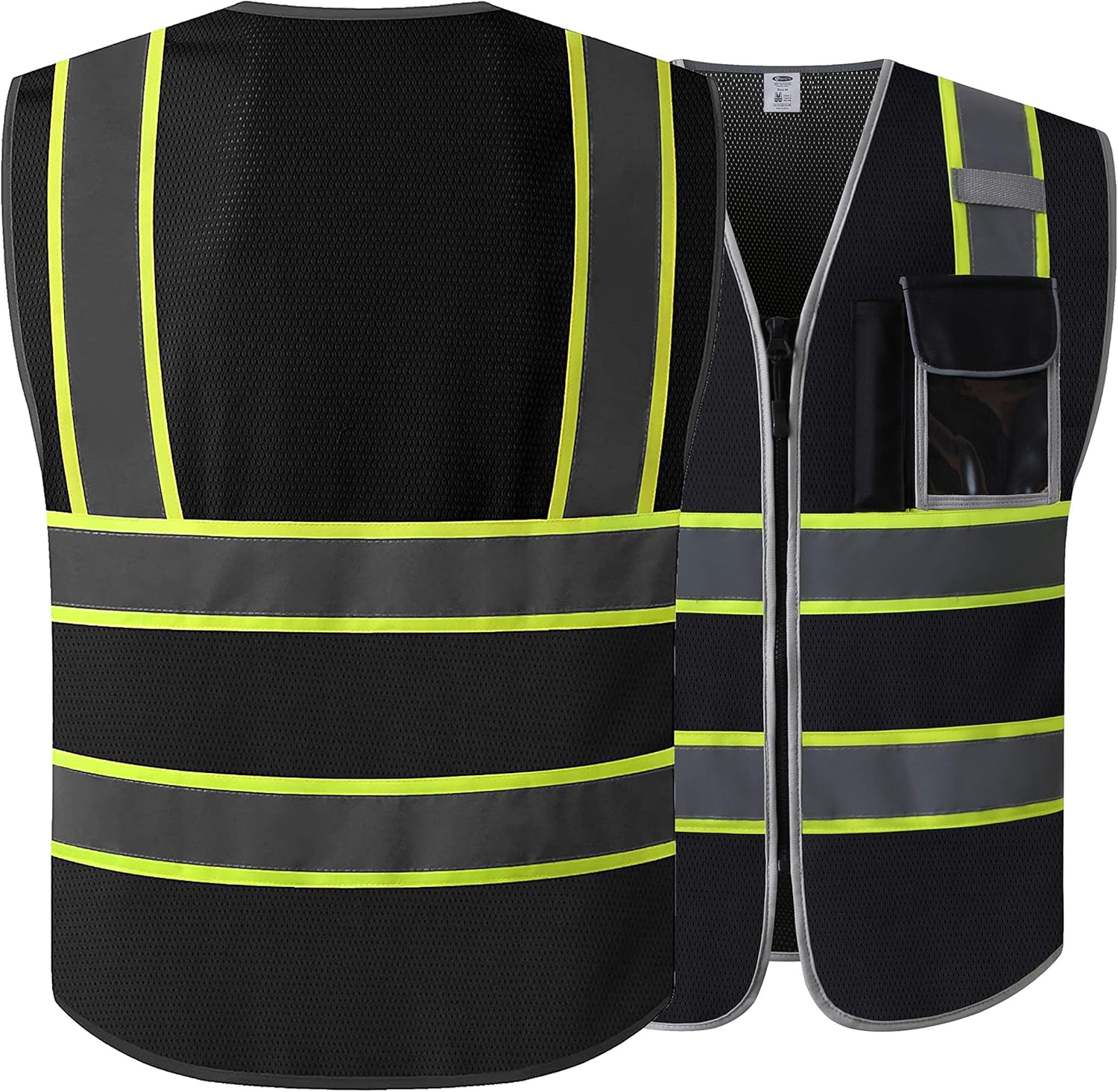 JKSafety Hi-Vis – Chaleco reflectante de múltiples bolsillos con malla, cumple con las Normas ANSIISEA