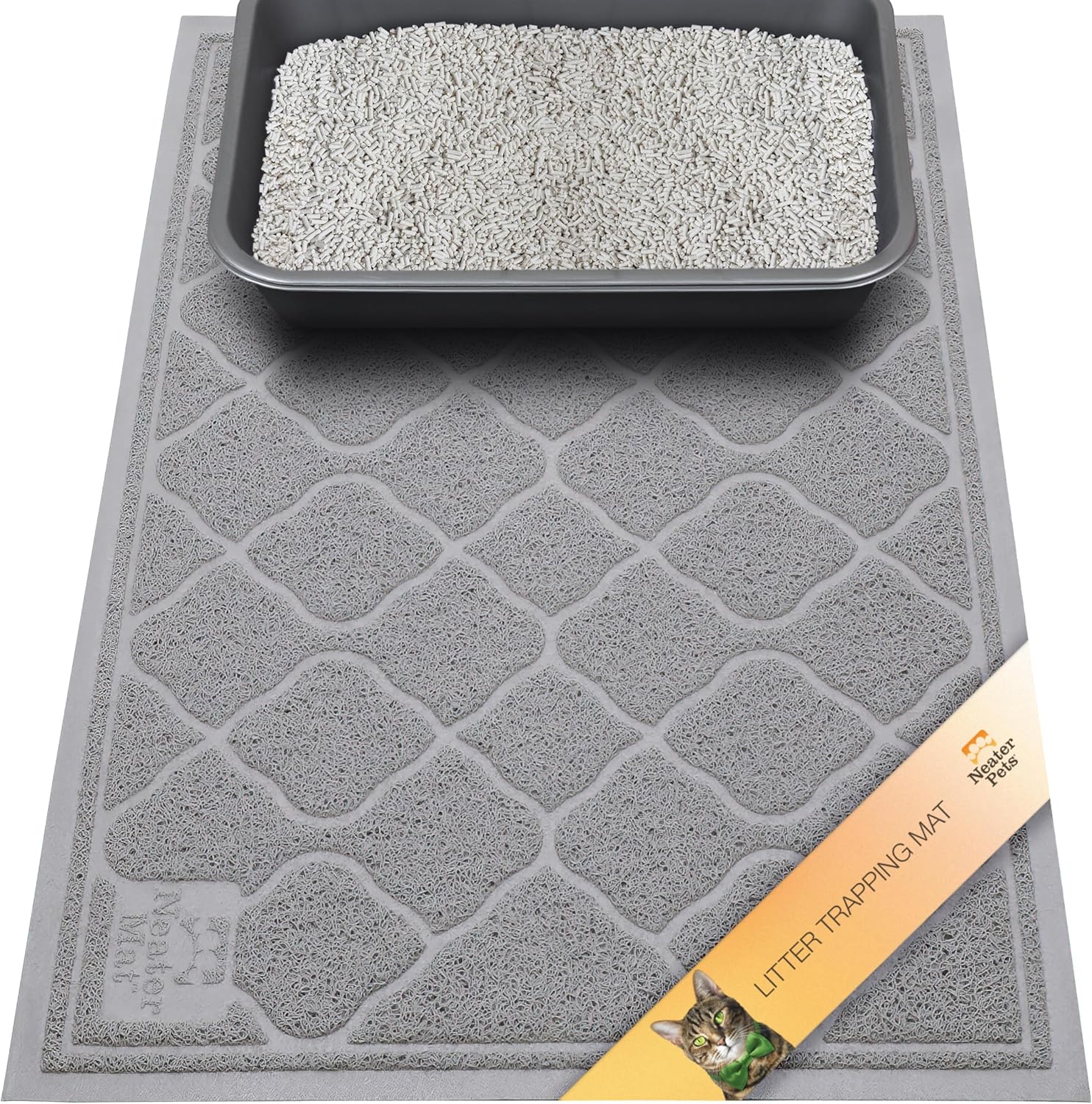 Neater Pets Neater Mat Tapete de arena para gatos, grueso y duradero para caja de arena, almohadilla de trampero atrapa el desorden para proteger