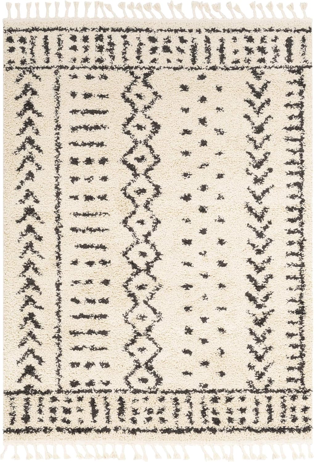 Artistic Weavers Orlantha – Alfombra bohemia de pelo largo, 6 pies 7 pulgadas x 9 pies, carbónbeige
