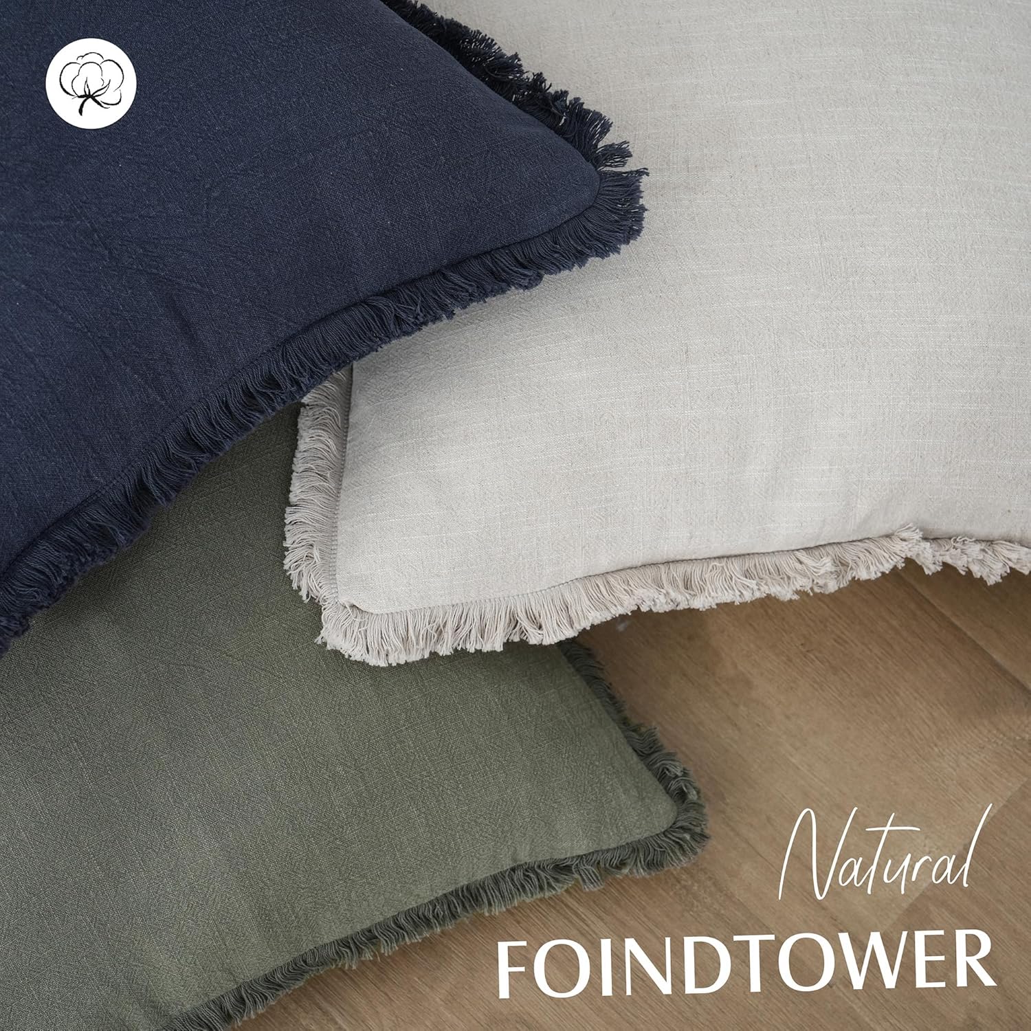 Foindtower Juego de 2 fundas de cojín decorativas de lino con flecos, funda de cojín acogedora y bohemia con borlas, funda de almohada decorativa