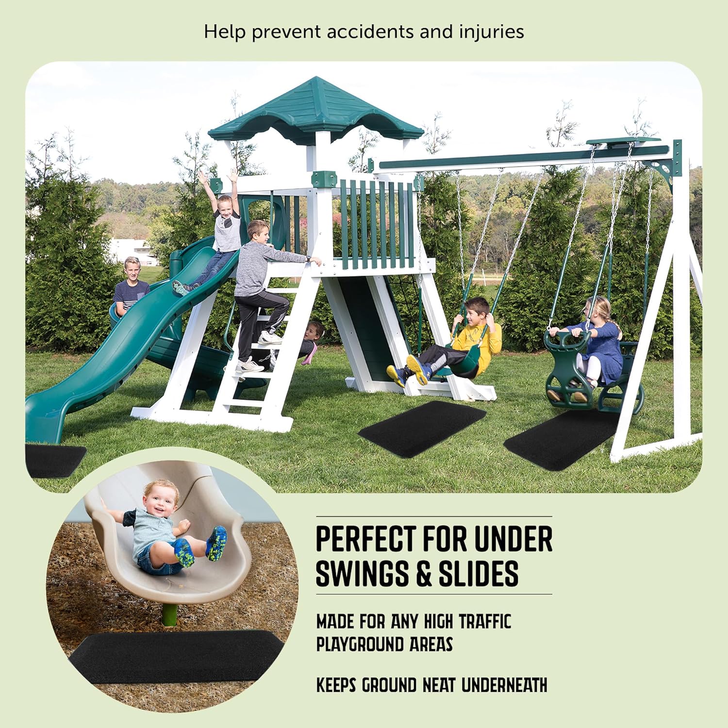 Playsafer Tapete de goma de seguridad para columpios y toboganes, 1 pulgada de grosor x 24 pulgadas de ancho x 40 pulgadas de largo (1 paquete,