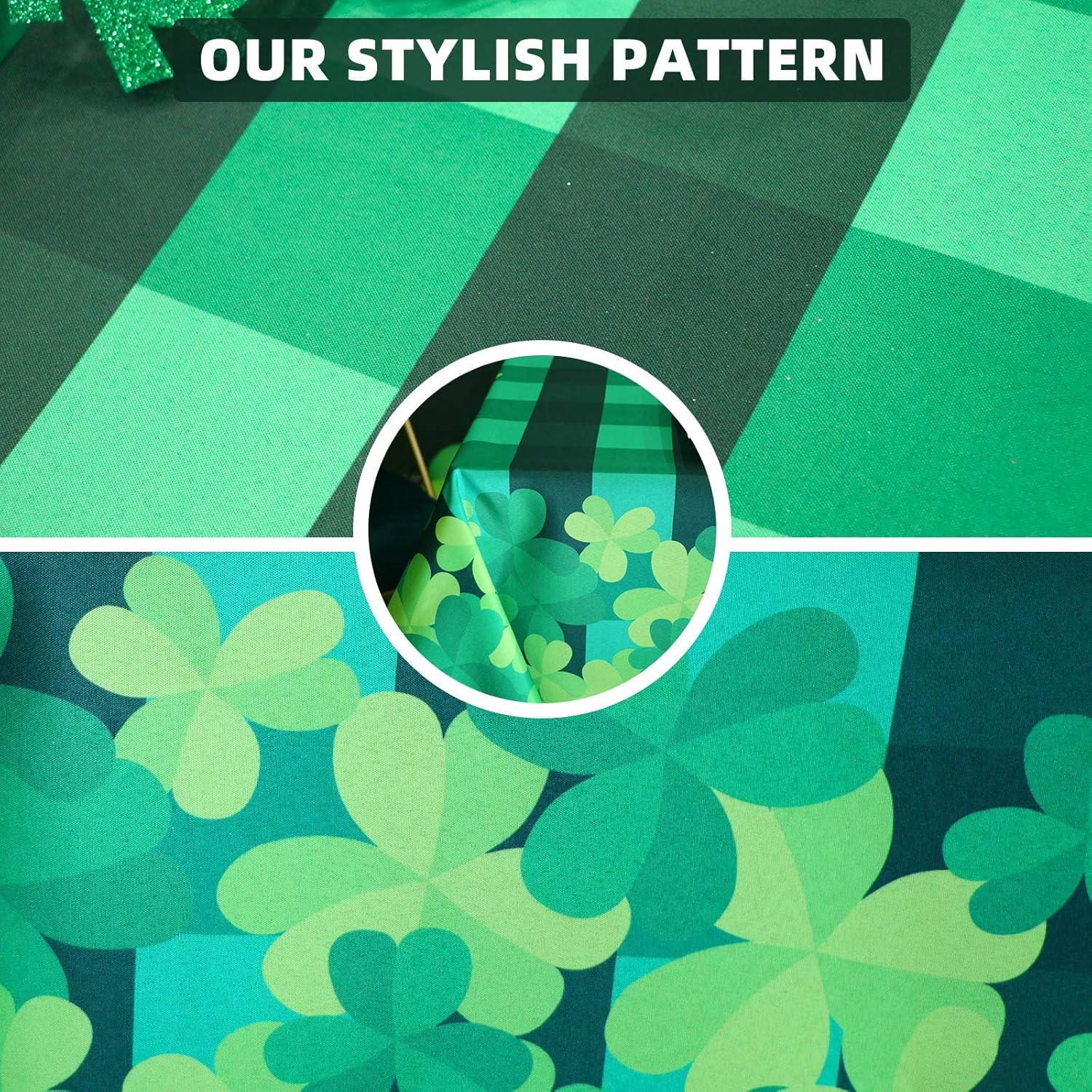 Mantel del Día de San Patricio con trébol irlandés verde, 60 x 84 pulgadas, rectangular, impermeable, decorativo, impreso, para cocina, uso en