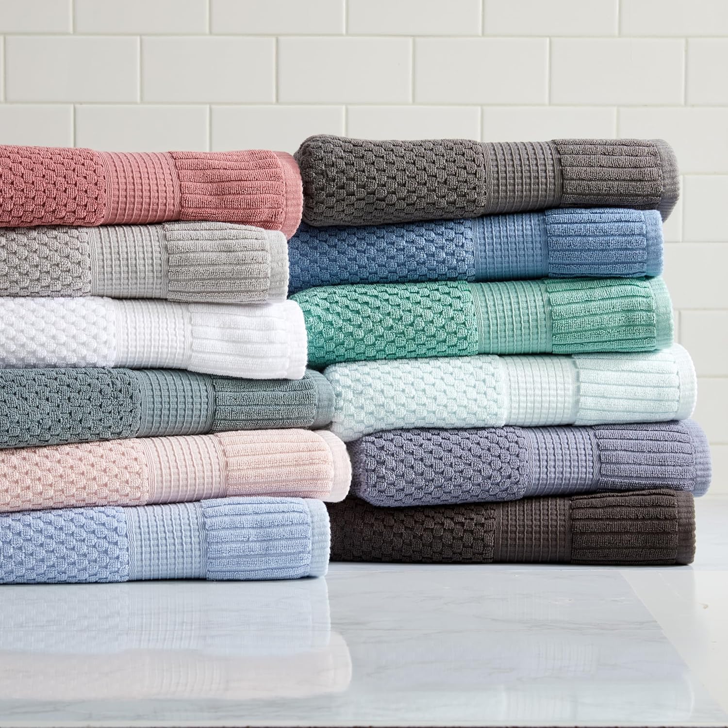 NY Loft Juego de 6 toallas 100% algodón, supersuaves y absorbentes, de secado rápido, 2 toallas de baño, 2 toallas de mano y 2 paños para la cara,