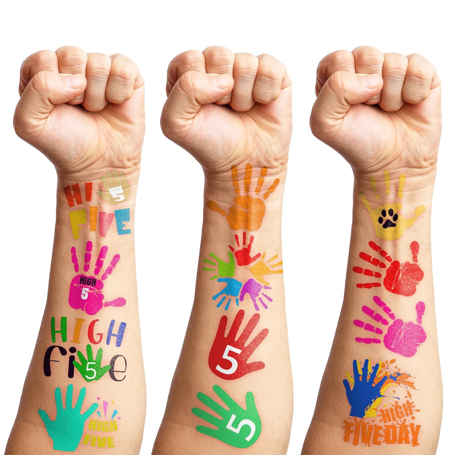 8 hojas (78 piezas) Hi High Five Tattoos Decoraciones de fiesta de cumpleaños, suministros de decoración, calcomanías temáticas para niñas, niños,