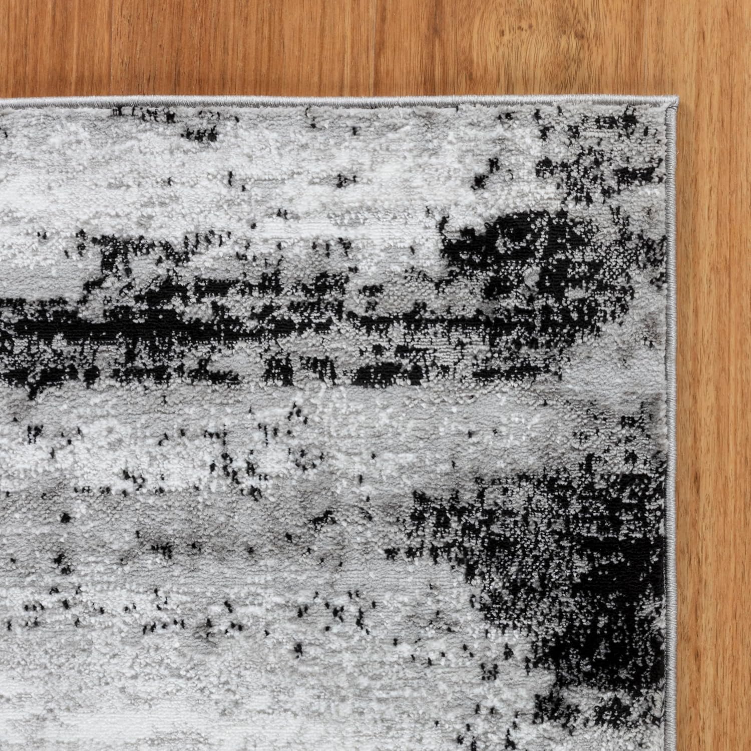 GLORY RUGS Alfombra abstracta moderna gris y negra que se desvanece suave para sala de estar, dormitorio, hogar y oficina