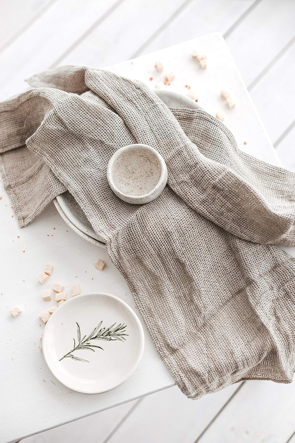 Toallas de mano de lino 100% puro, paquete de 2 toallas de lino áspero de 12 x 29 pulgadas, ropa de cocina de tejido abierto a cuadros, paños de