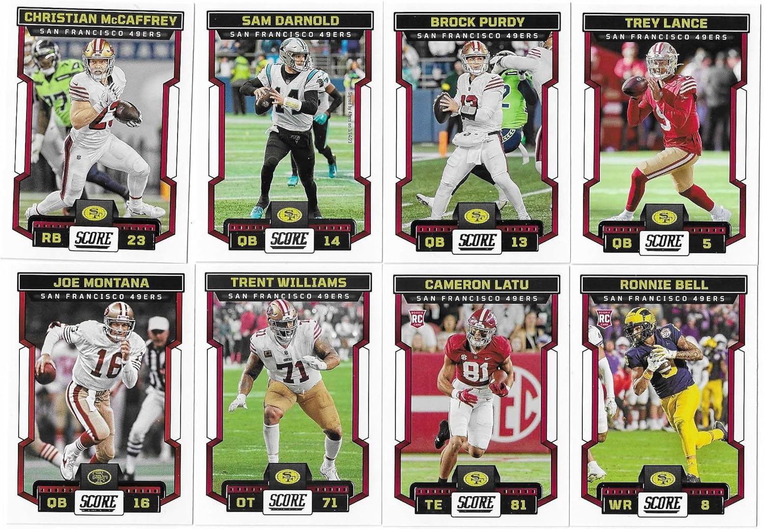 2023 Panini Score Football Blaster Box 6 Packs 132 Cards w 2023 Score San Francisco 49ers Team Set Gift Pack