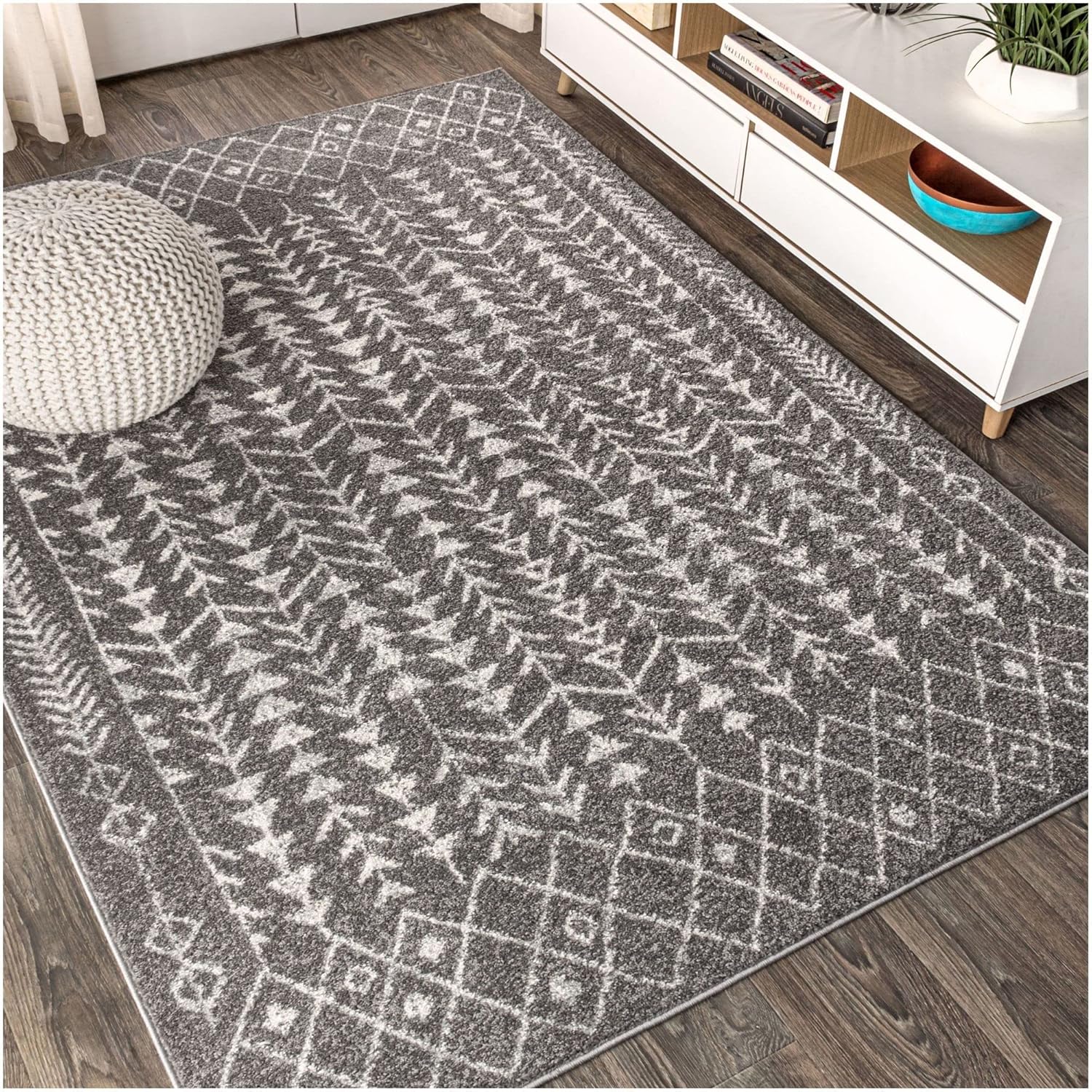 JONATHAN Y MOH210B-3 Ziri – Alfombra marroquí geométrica para interiores, estilo granja, bohemio, minimalista, fácil de limpiar, para dormitorio,