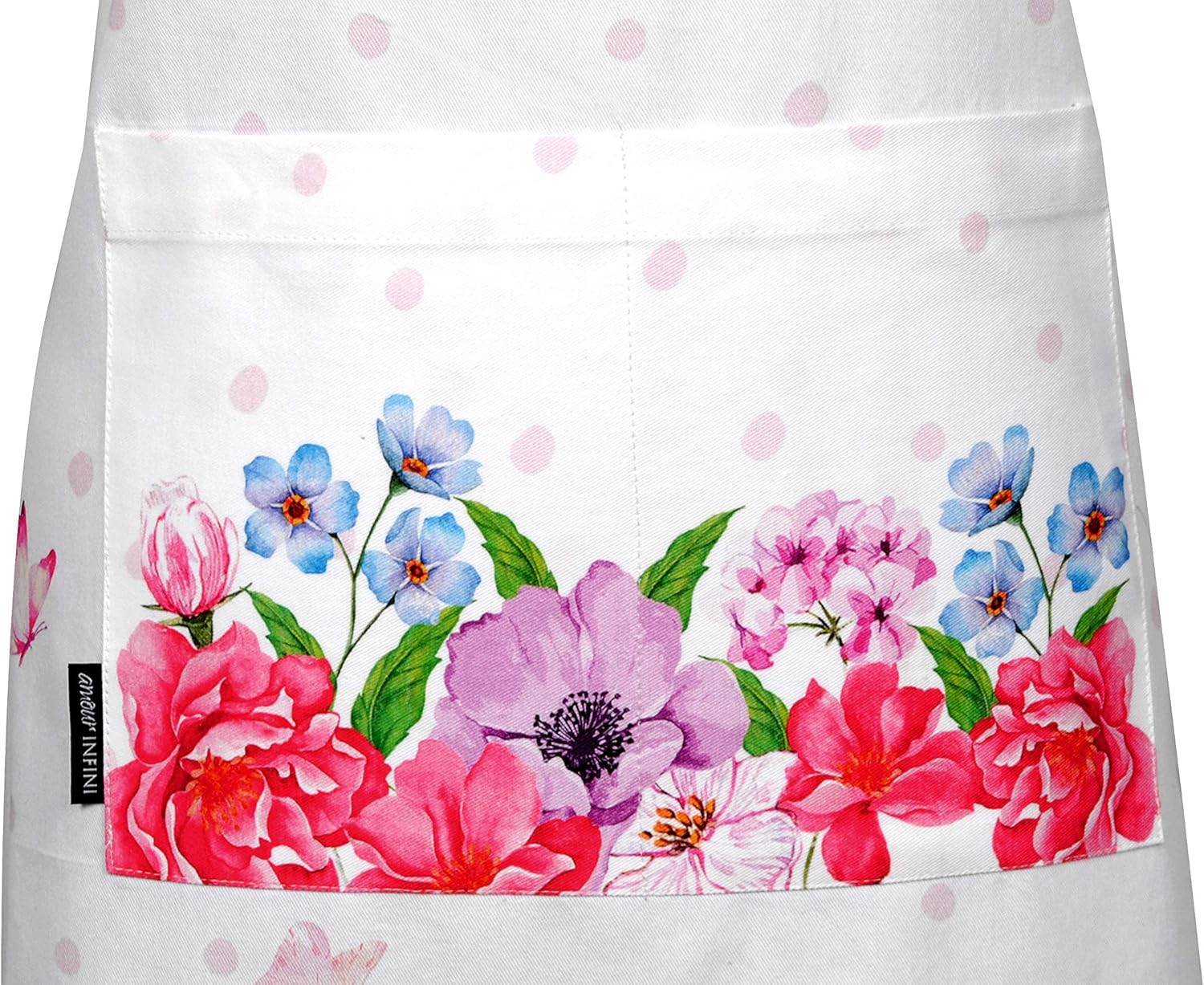 Amour Infini – Delantal estampado, 100% algodón, diseño familiar de 27.5 x 33 pulgadas