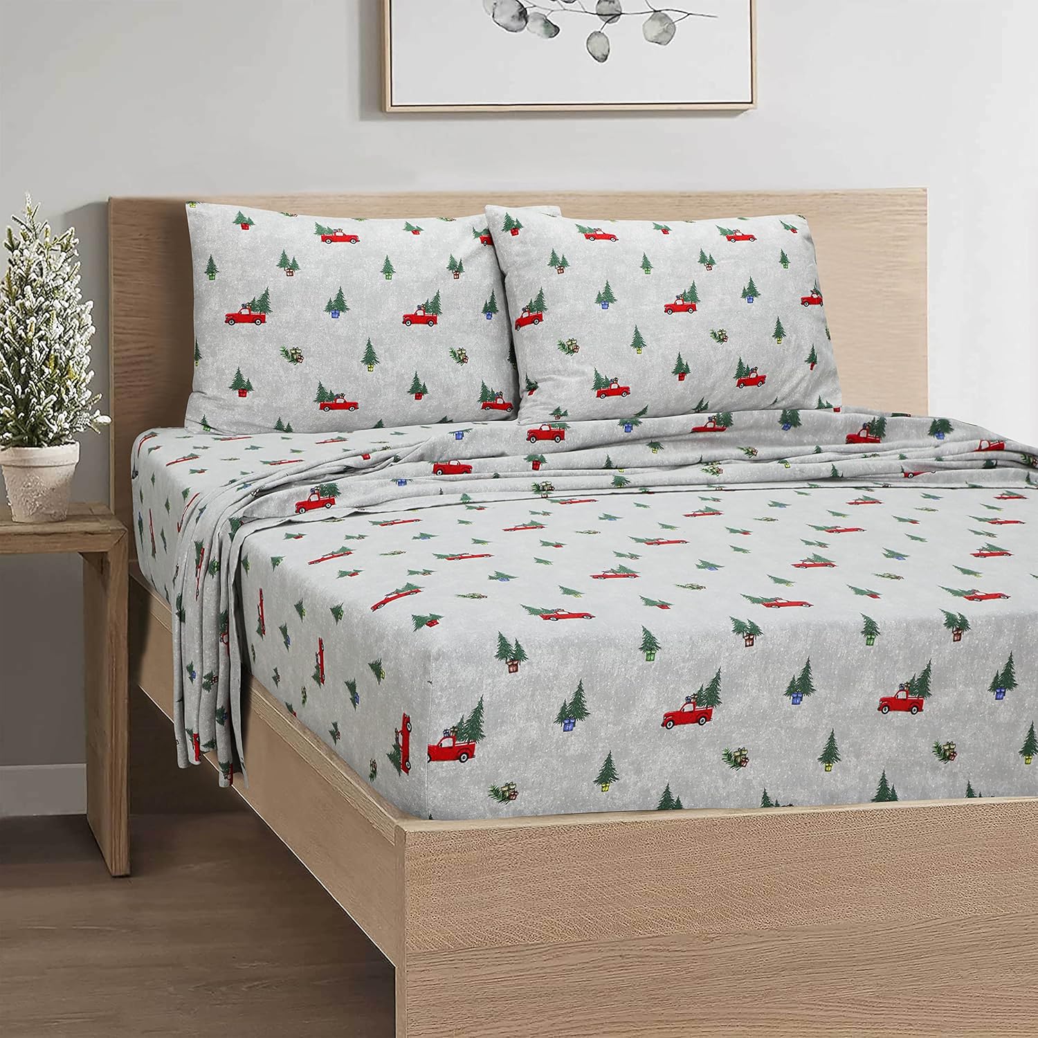 Sleepdown – Juego de sábanas de franela 100% algodón cepillado doble supersuaves, sábana bajera con bolsillo de 16 pulgadas de profundidad y 2