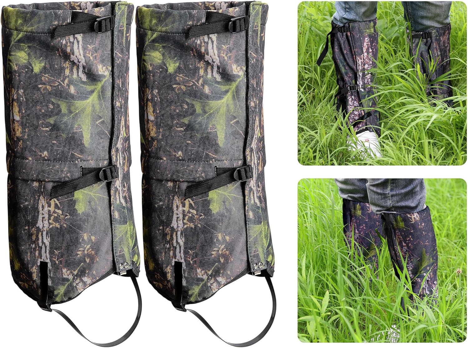 1 par de polainas de pierna de caza, polainas impermeables para botas de caza, polainas de caza ajustables, protectores de piernas, protección de