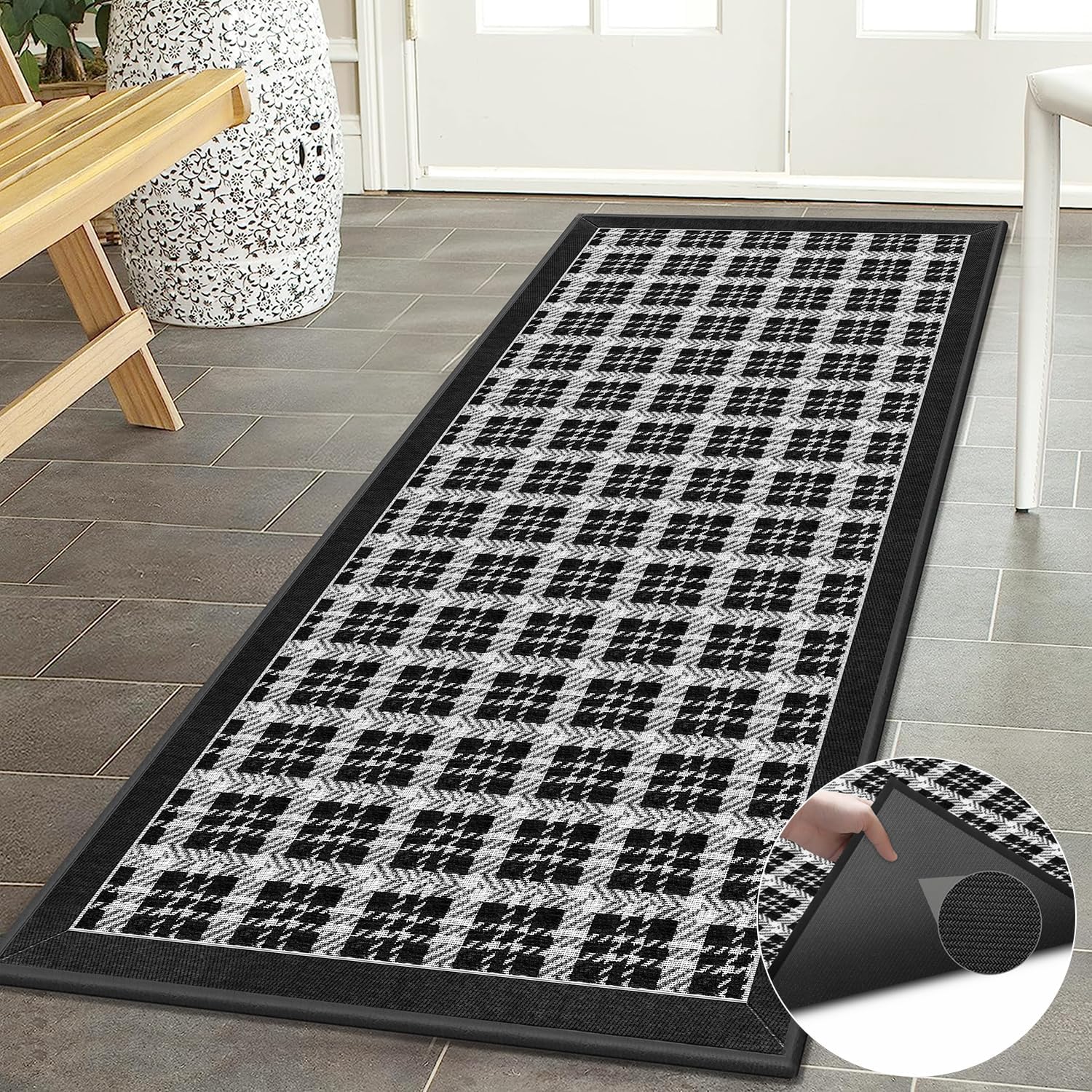 Alfombra de pasillo larga de goma suave de 10 pies  Alfombra bohemia de cocina para entrada, alfombra para vestíbulo, patio, comedor, puerta,