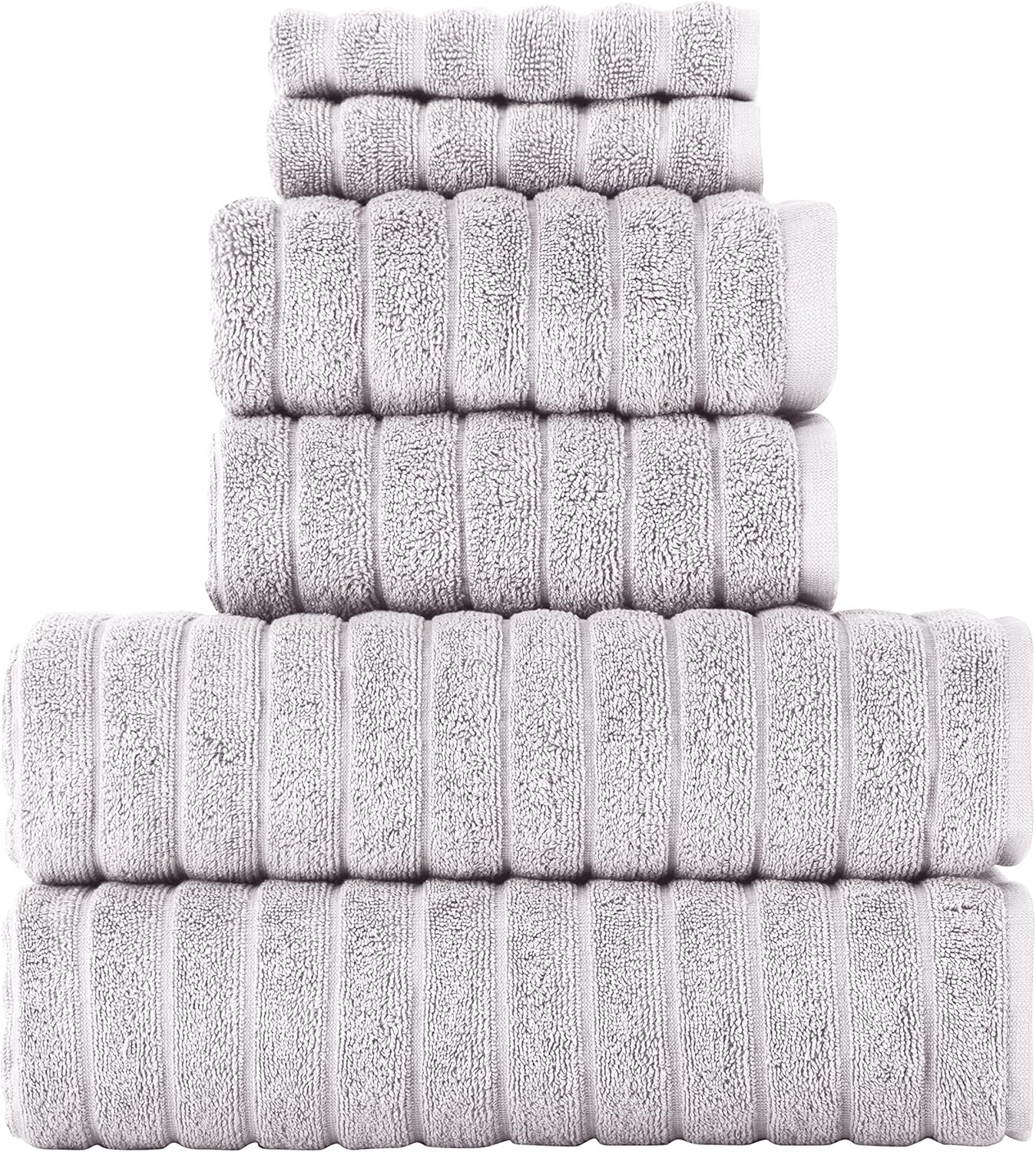 Classic Turkish Towels – Juego de 6 toallas de lujo – 2 toallas de baño, 2 toallas de mano y 2 toallas pequeñas, 100% algodón turco, toallas de