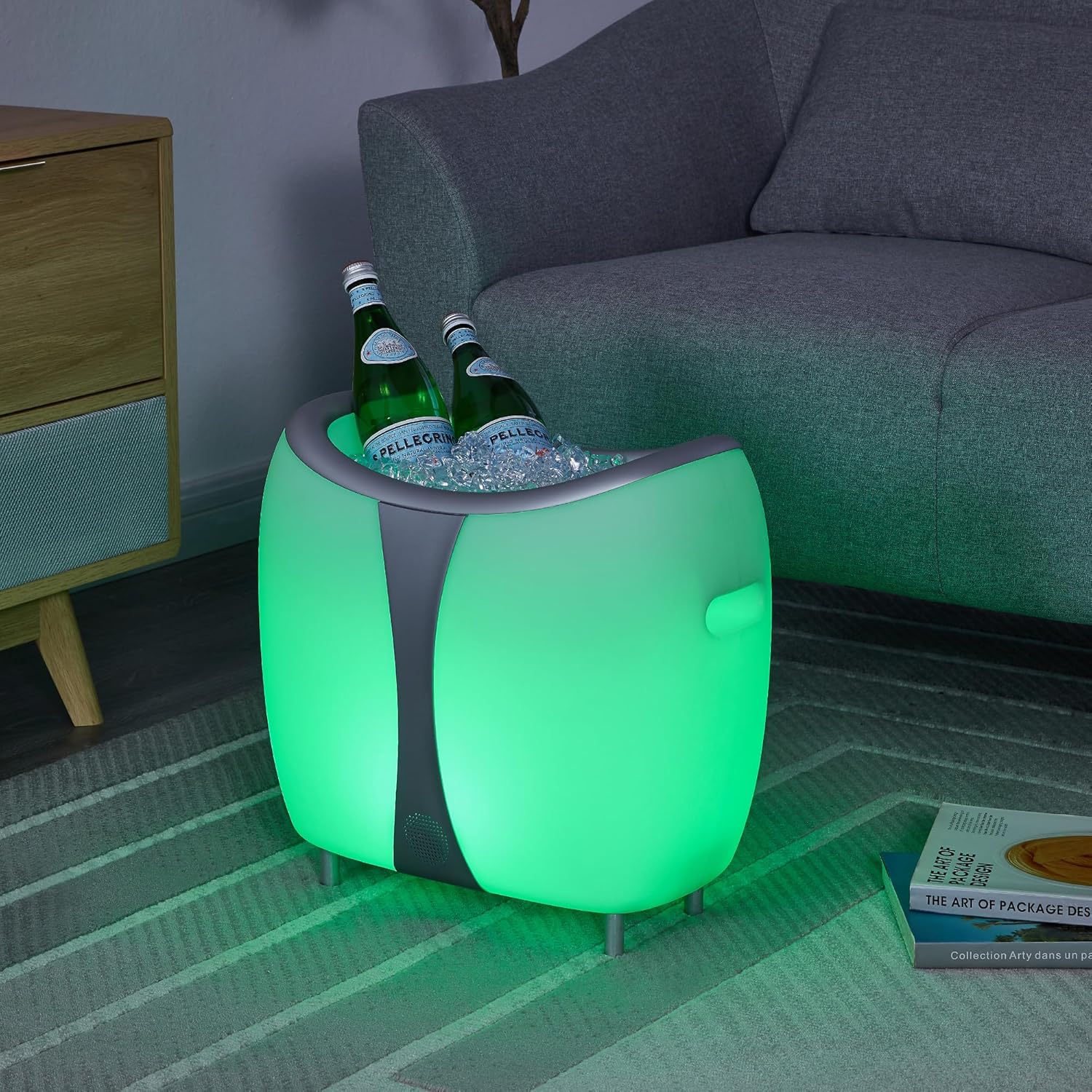 Enfriador de bebidas LED 3 en 1 de alta calidad con altavoz Bluetooth y cambio de color RGB, perfecto para fiestas en el jardín. Enfriador de vino