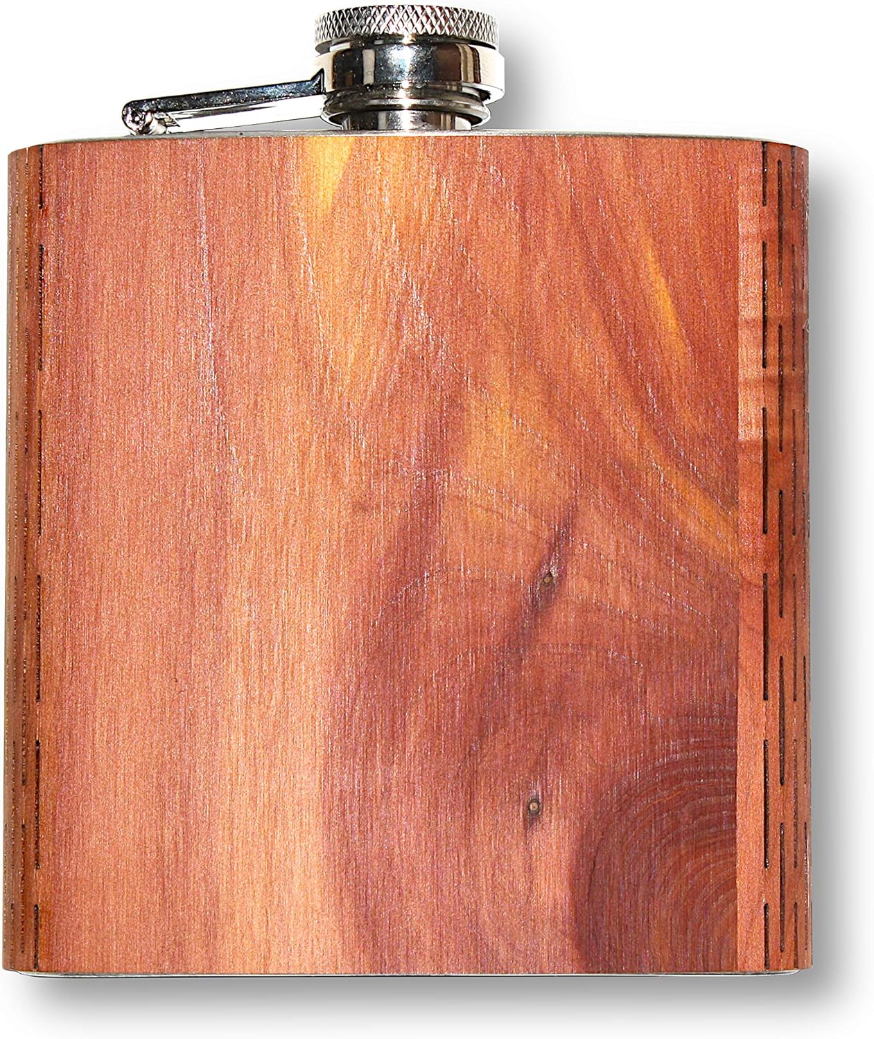 WUDN Frasco de madera de 6 oz. – Cuerpo de acero inoxidable, cedro aromático real