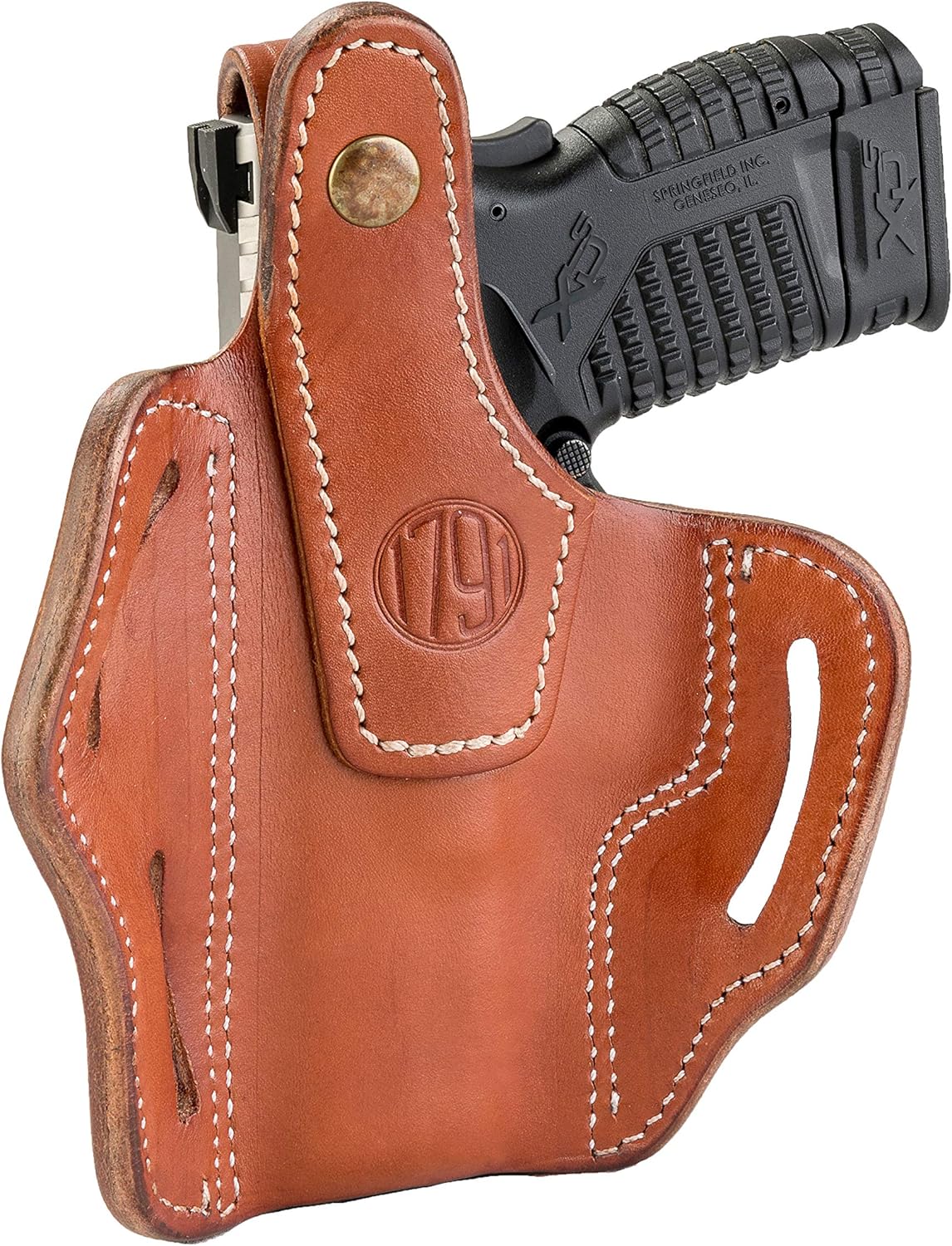 1791 GUNLEATHER XDS – Funda de piel para pistola OWB para diestros, compatible con Glock 17, 19, 22, 23, 32 Sig Sauer P225, P228, P229, SW MP Shield