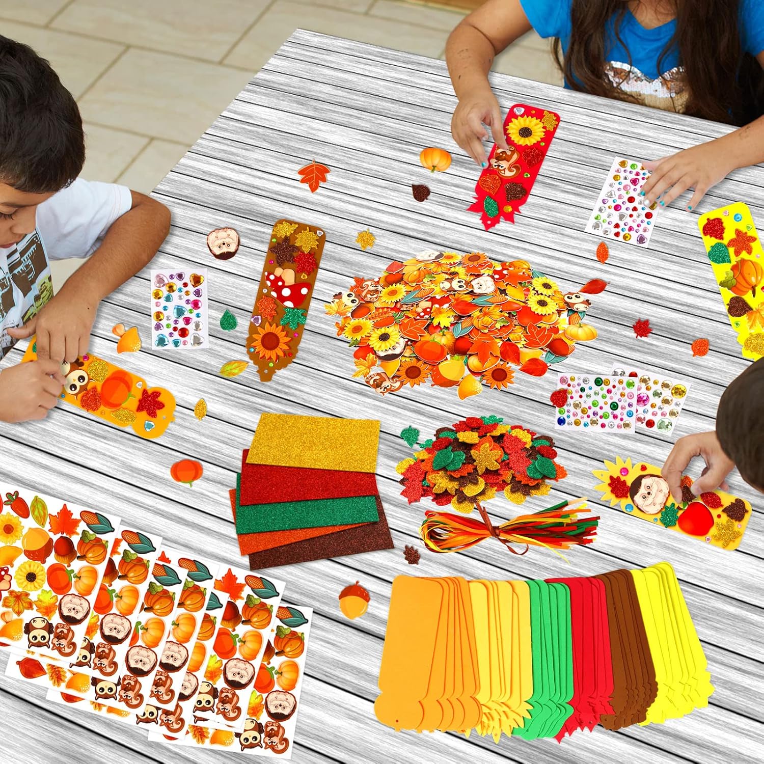 Fall Bookmark Craft Kits Thanksgiving Foam Crafts for Kids Leaf Foam Stickers Autumn Classroom Activities 36 Sets