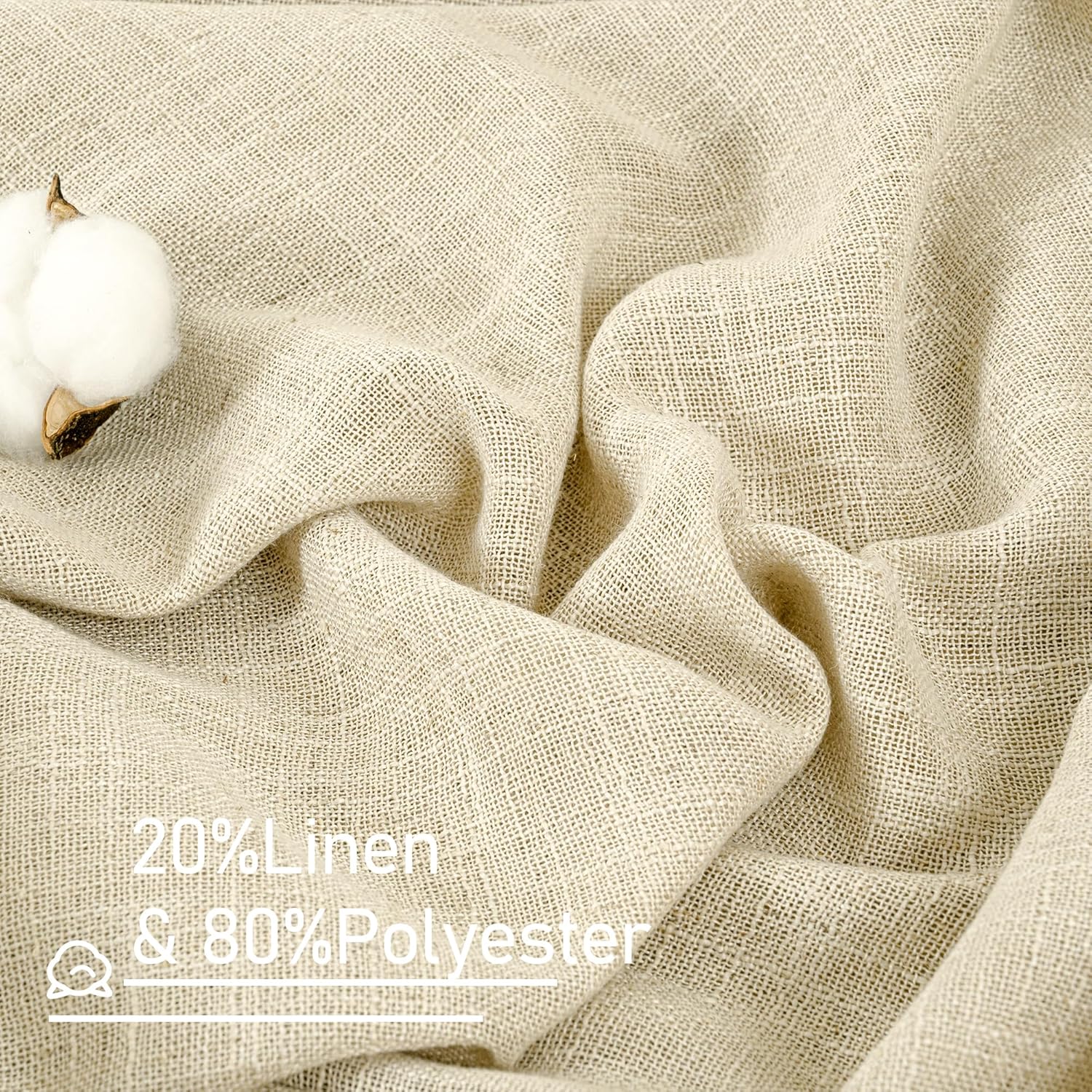 LAMIT Cortinas de lino sintético de 63 pulgadas de largo para dormitorio, con pestaña trasera y bolsillo para barra, cortinas de lino transparentes