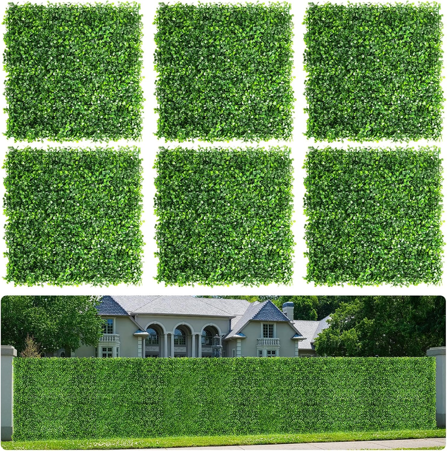 Aboofx Paneles de pared de césped artificial, paquete de 10 unidades de 10 x 10 pulgadas, decoración de pared verde para interiores y exteriores,