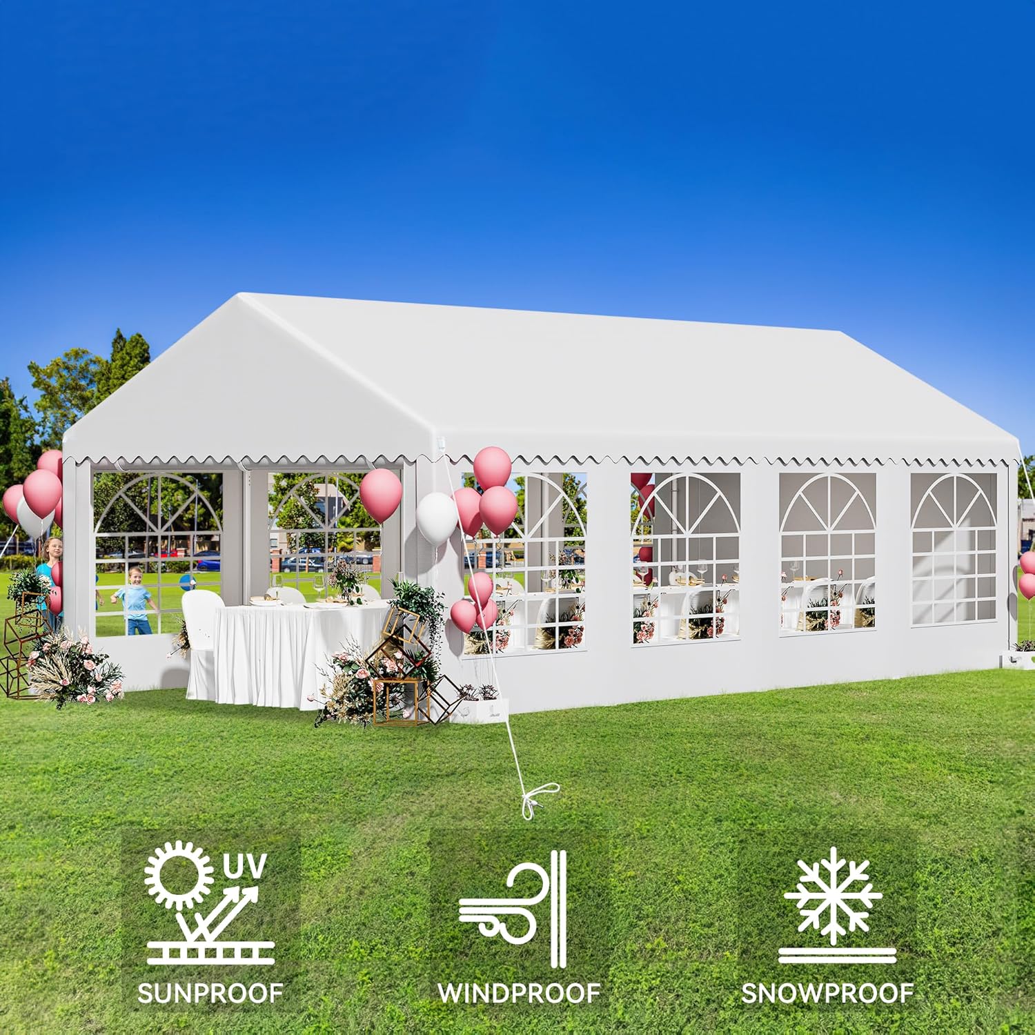 YITAHOME Tienda de campaña de PVC resistente de 13 x 26 pies, refugios para eventos de boda, toldo ondulado galvanizado mejorado con techo grande,