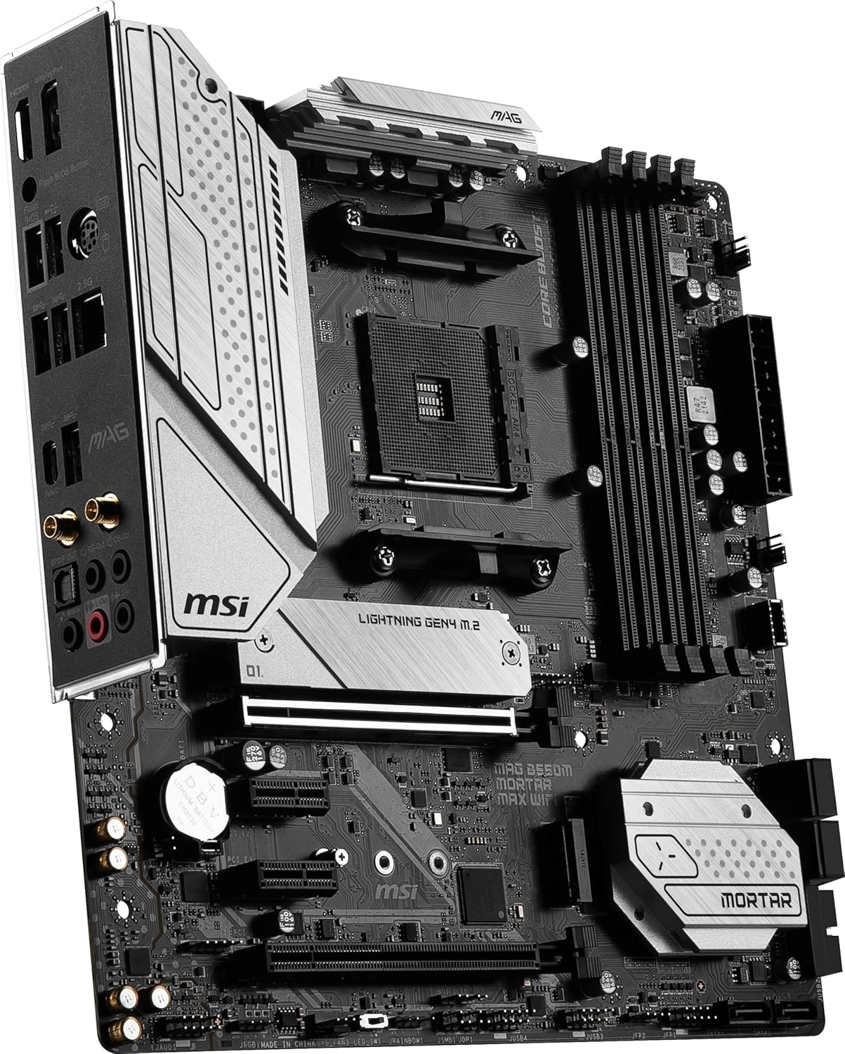 MSI MAG B550M Mortar MAX – Placa base WiFi para juegos (AMD AM4, DDR4, PCIe 4.0, SATA 6Gbs, M.2, USB 3.2 Gen 2, HDMIDP, Micro ATX, Wi-Fi 6E,
