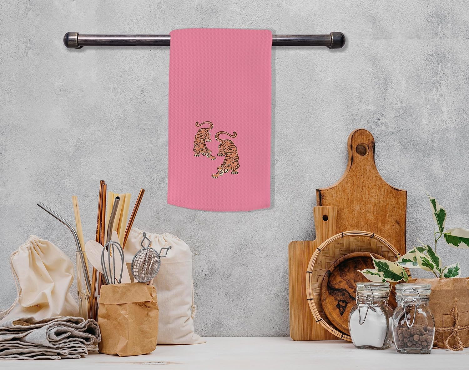 Toallas de cocina rosas, toallas de mano decorativas rosas para baño, toalla de mano rosa leopardo, toalla de mano decorativa rosa, toalla de cocina