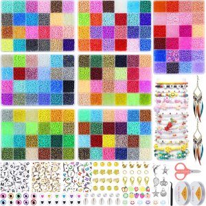 Ghguole Juego de cuentas de cristal de 168 colores de 0.118 pulgadas para fabricación de joyas, 39440 piezas de cuentas pequeñas, kit de fabricación Ghguole Juego de cuentas de cristal de 168 colores de 0.118 pulgadas para fabricación de joyas, 39440 piezas de cuentas pequeñas, kit de fabricación