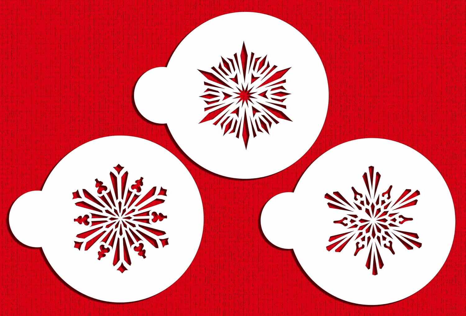 Designer Stencils Pequeños copos de nieve de cristal, 3 plantillas de galletas, beigesemitransparente