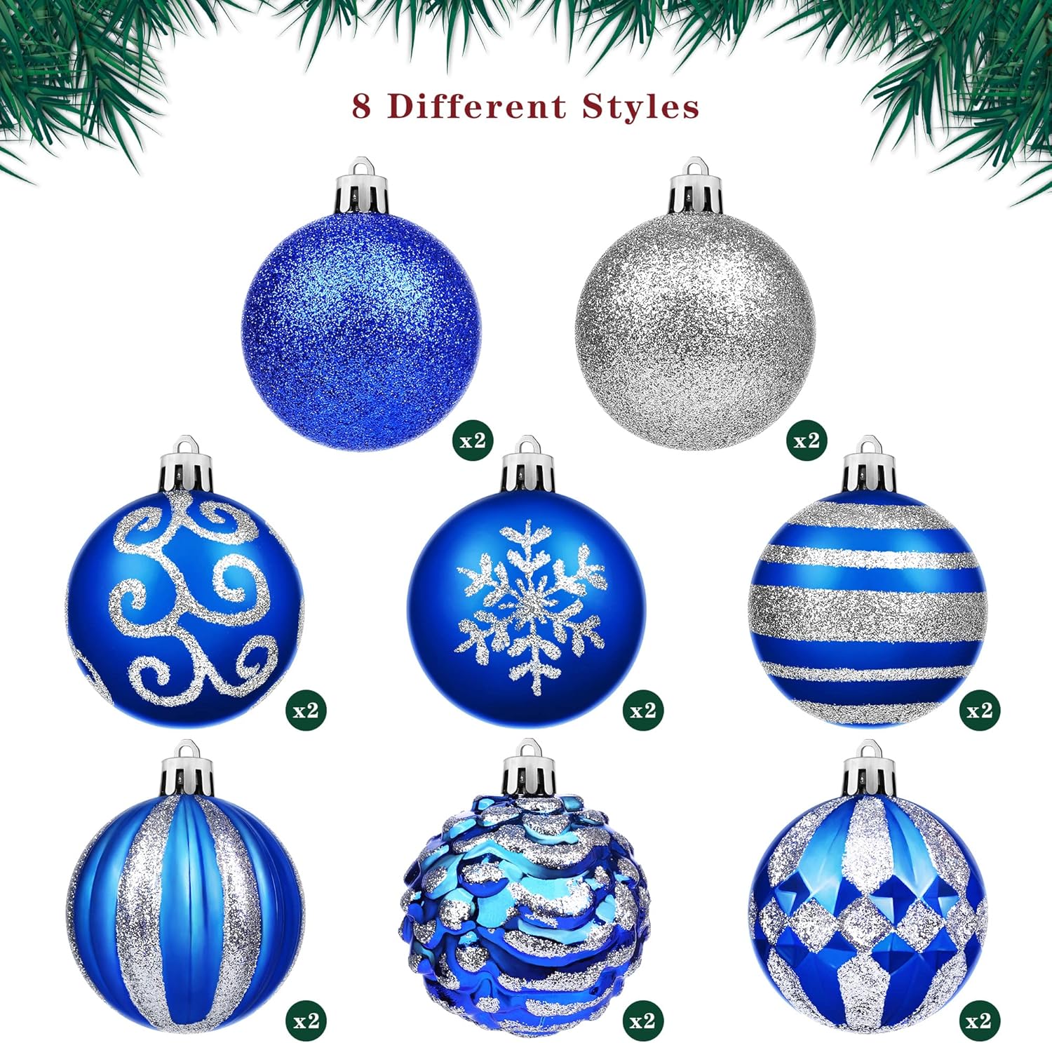 16 adornos de bola de Navidad de 3.15 pulgadas, bolas decorativas de plástico inastillables, decoración de árbol de Navidad, bolas colgantes para