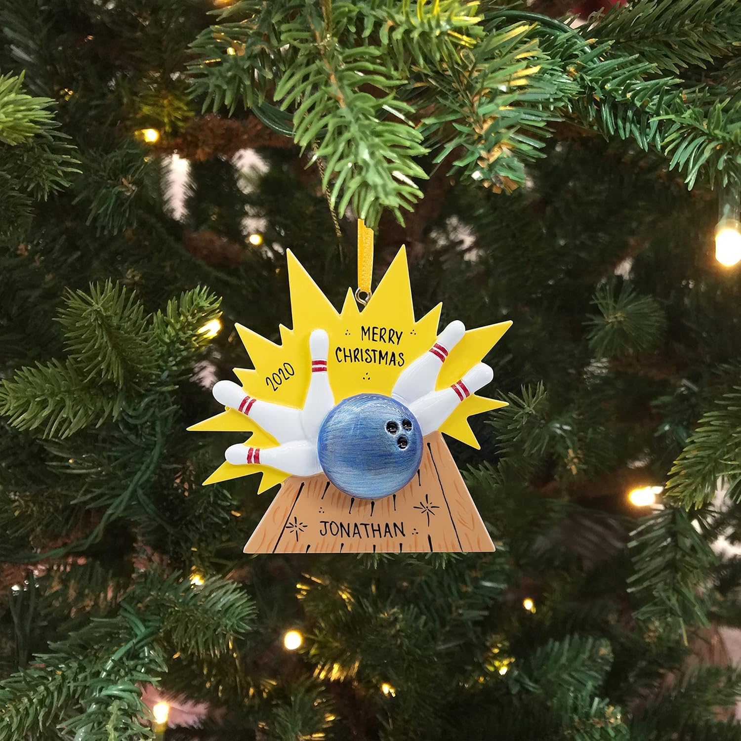 Adorno de Navidad personalizado de bolos 2023 para bolos, personalización gratuita  Pines de golpeo, bola de boliche y alfileres para árbol de