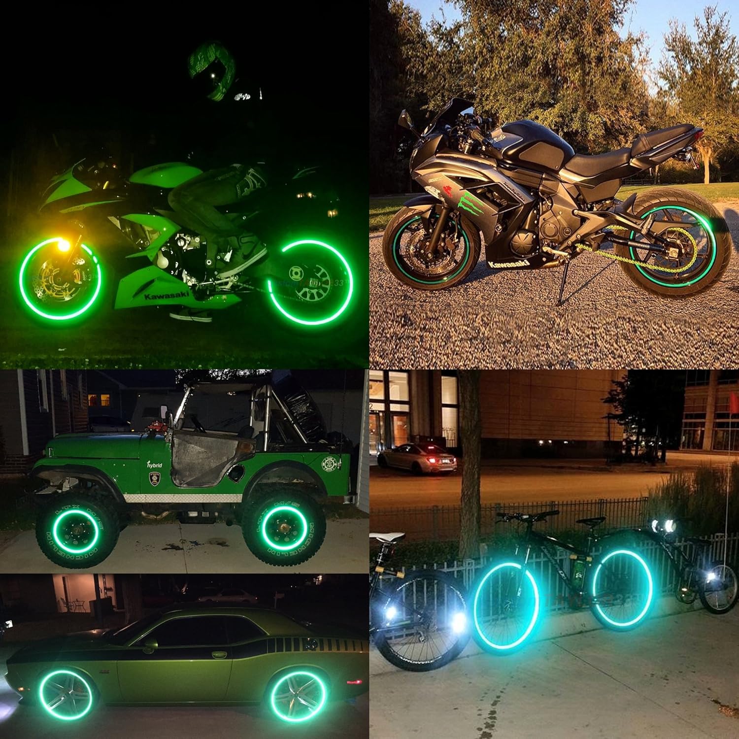 customTAYLOR33 VERDE cinta reflactante de alta intensidad de seguridad para rins, roja (debe seleccionar el tamaño de rin)