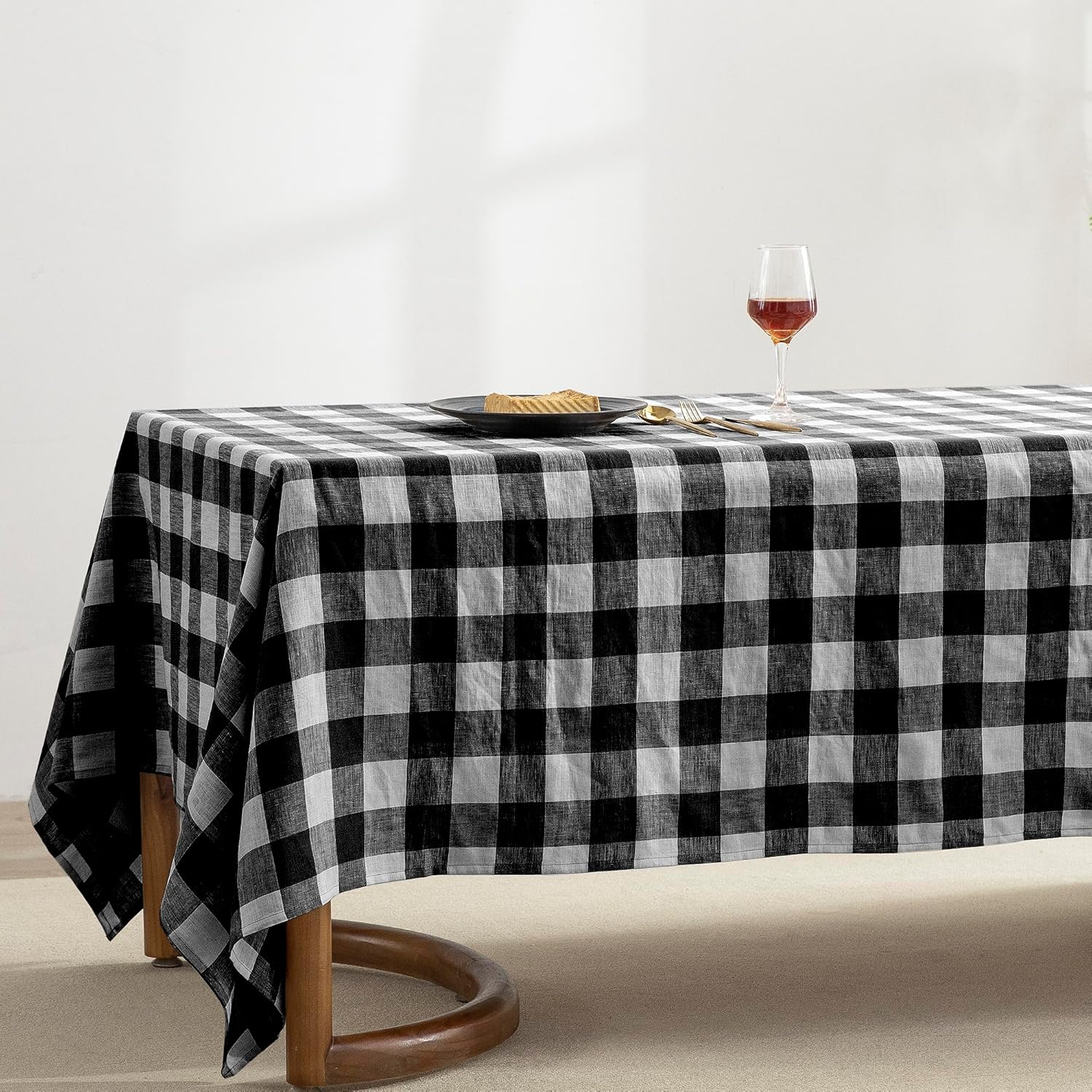 EVERLY Manteles rectangulares de lino 100 % teñido con hilo de 60 x 84 pulgadas para comedor, fiestas de bufé, pícnic, eventos y restaurantes,
