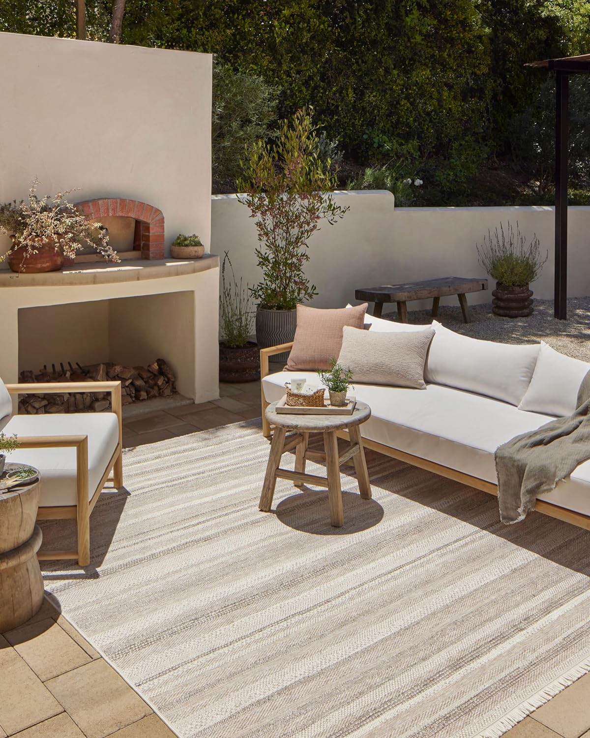 Loloi Amber Lewis x Loloi Malibu Collection MAB-02 – Alfombra de pasillo para interior y exterior, 2′-3″ x 7′-7″, color marfilmulticolor