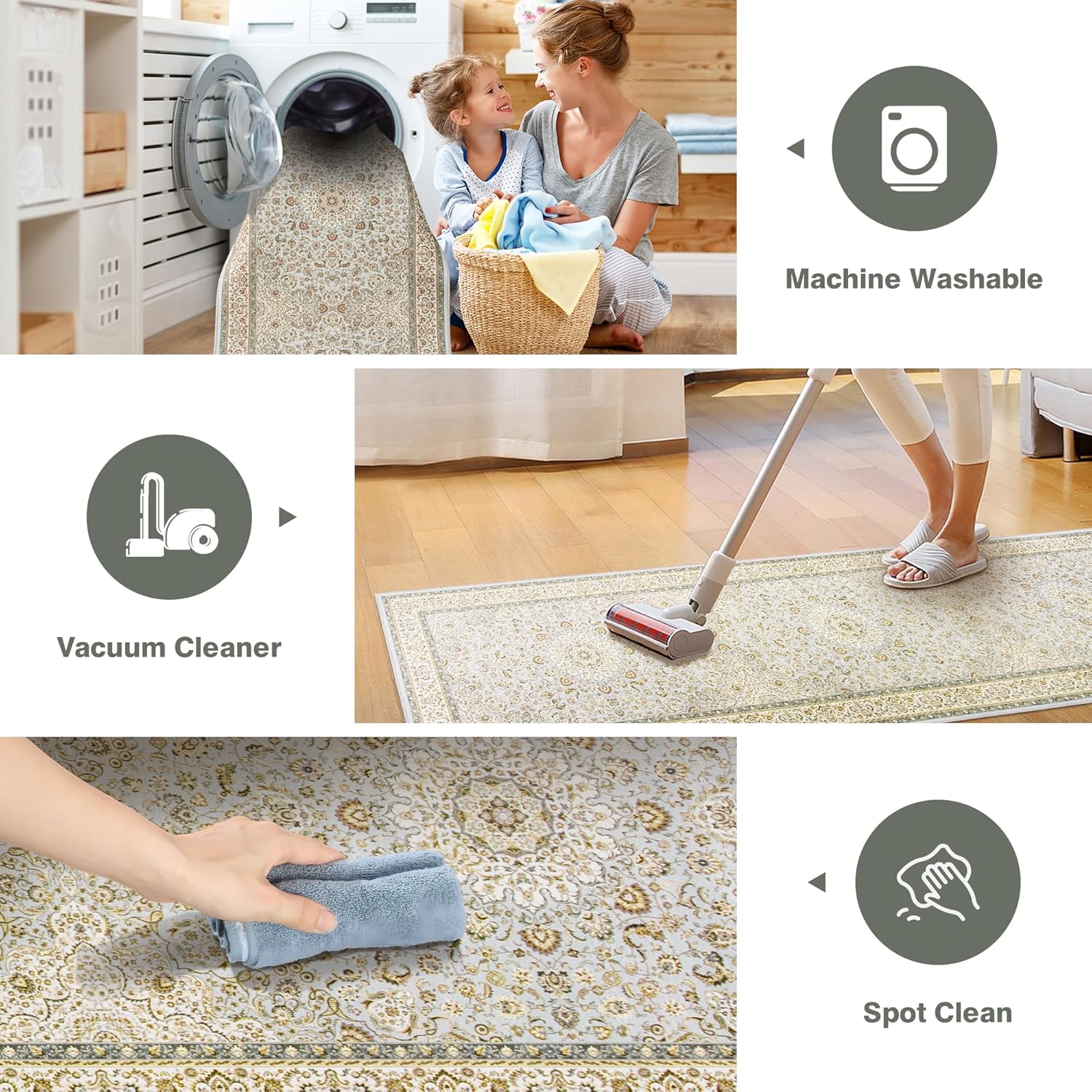 Alfombra lavable de 2’6″x8′ Alfombra lavable a máquina, suave, antideslizante, no desprende pelo, para pasillos, cocina, suelo, lavandería,