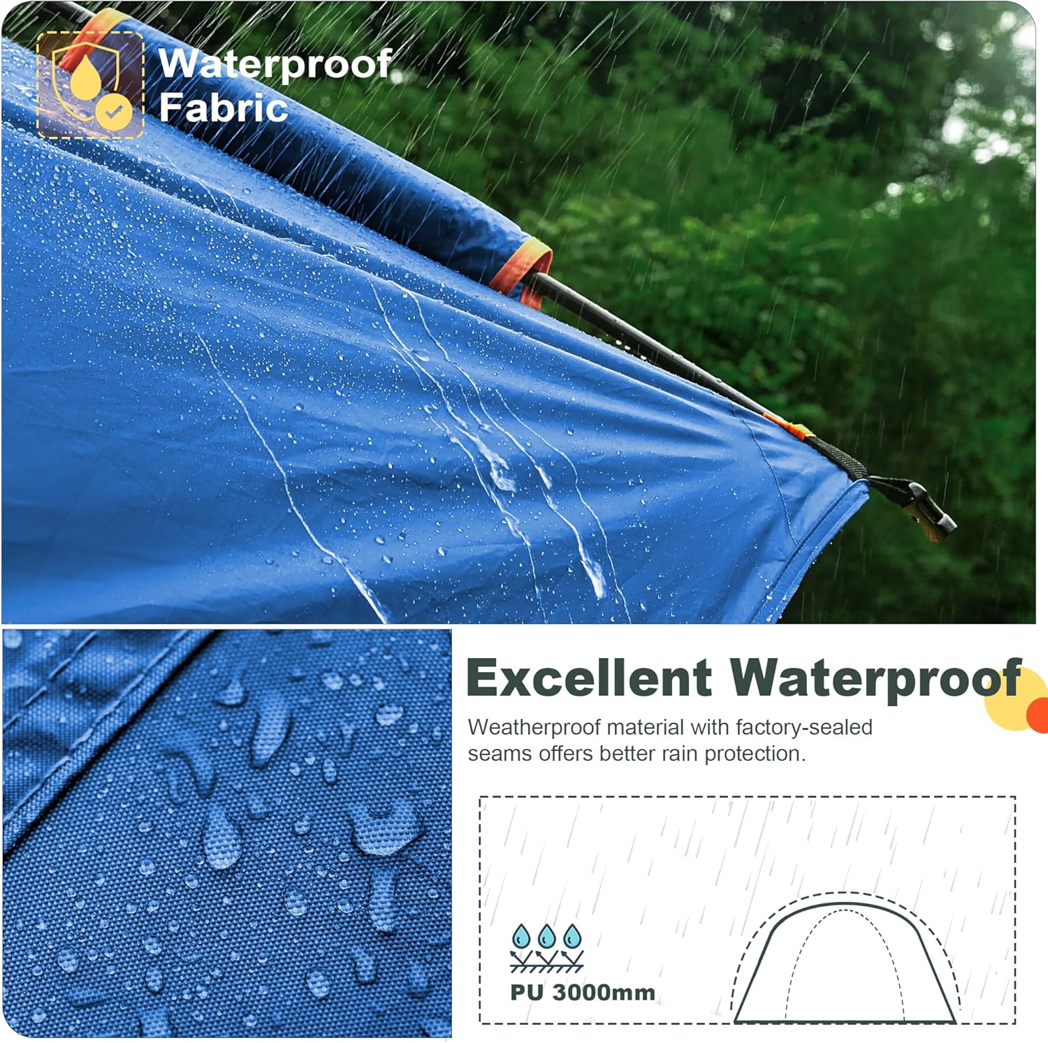 GoHimal Tienda de campaña SUV para camping, impermeable PU3000mm espacioso diseño de doble capa para 5-8 personas, incluye lluvia y bolsa de