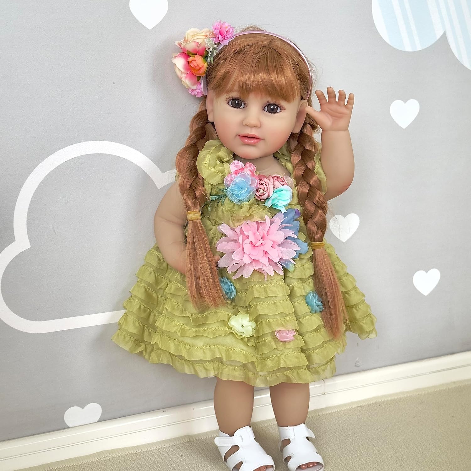 RXDOLL Muñecas realistas Reborn de silicona de cuerpo completo de 22 pulgadas, muñecas de bebé realistas con peso real, muñeca de vinilo impermeable