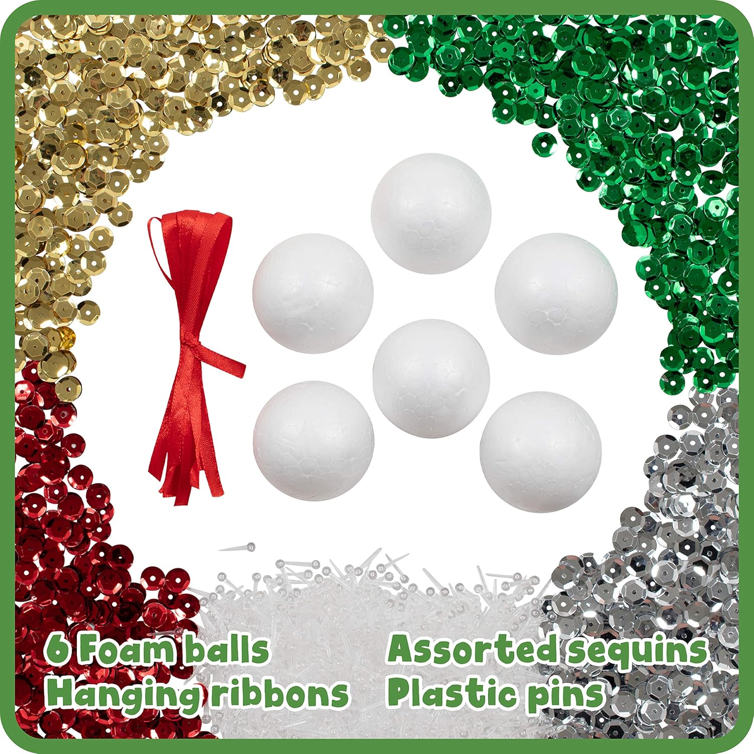 READY 2 LEARN – Crea tus propios adornos de lentejuelas – Juego de 6 – Manualidades de Navidad para niños – Decoraciones de árbol de Navidad – Todos