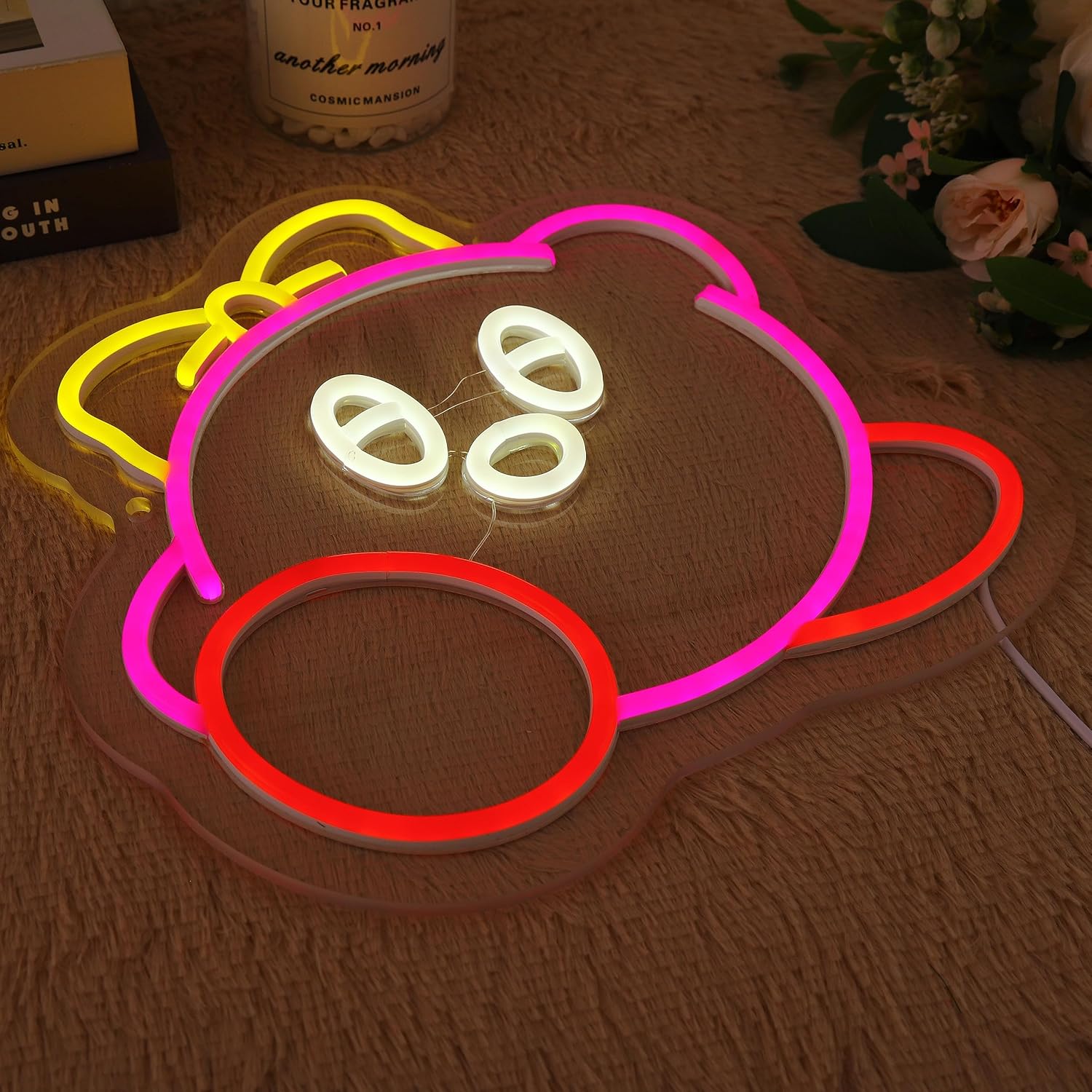 Letrero de neón regulable con luz LED de neón, bonito letrero de neón 3D, arte de pared 3D, letreros de neón para decoración de pared, sala de