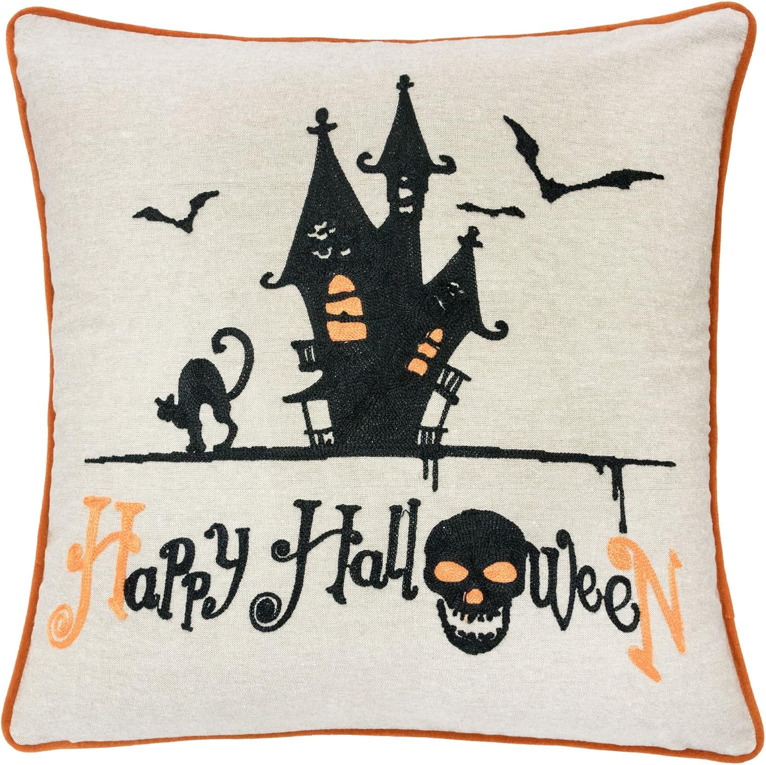Homey Cozy Vincy Happy Halloween, 20 x 20 pulgadas, naturalnegronaranja