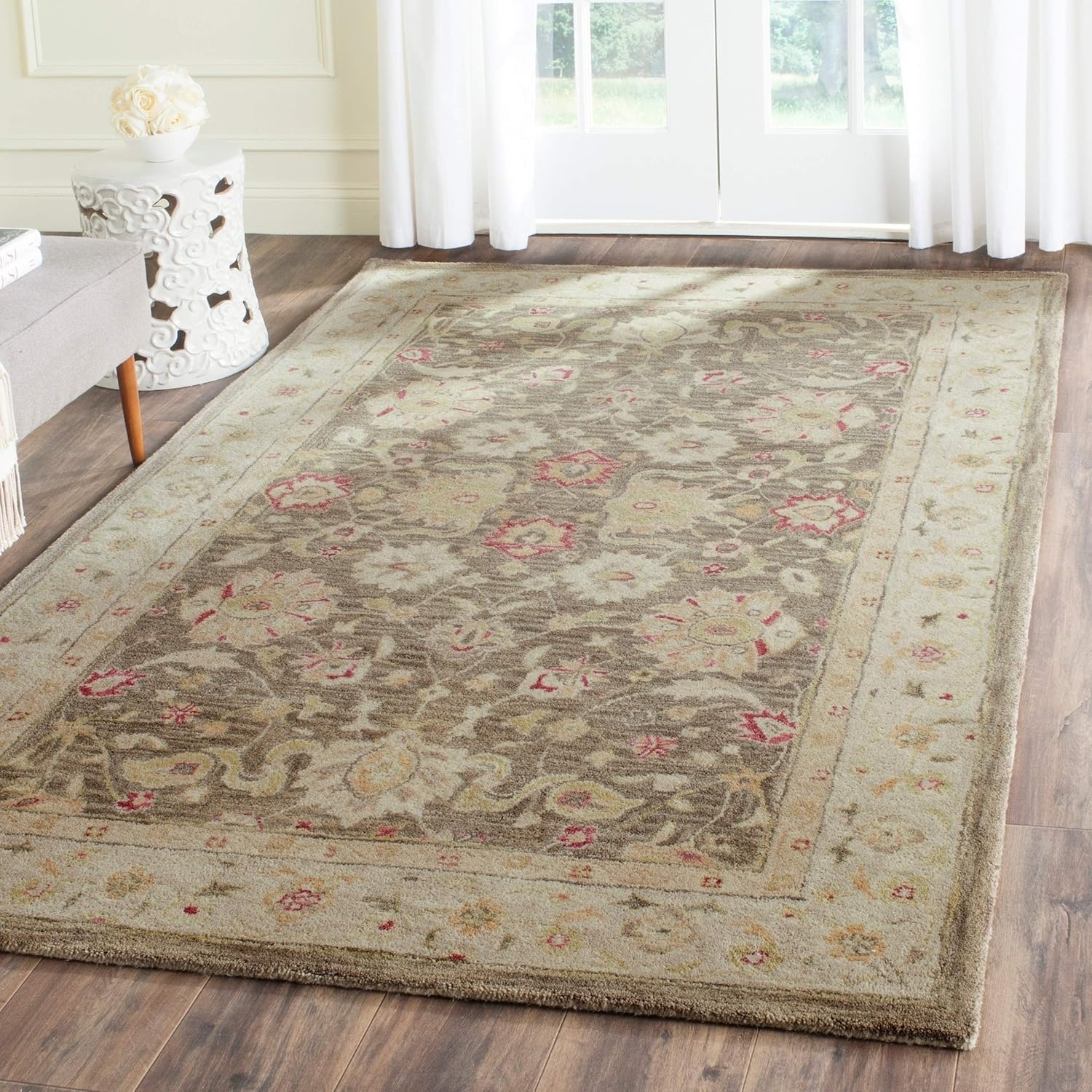 SAFAVIEH Antiquity Collection AT853A – Alfombra de lana tradicional oriental de primera calidad, 6 x 9 pies, color gris olivabeige